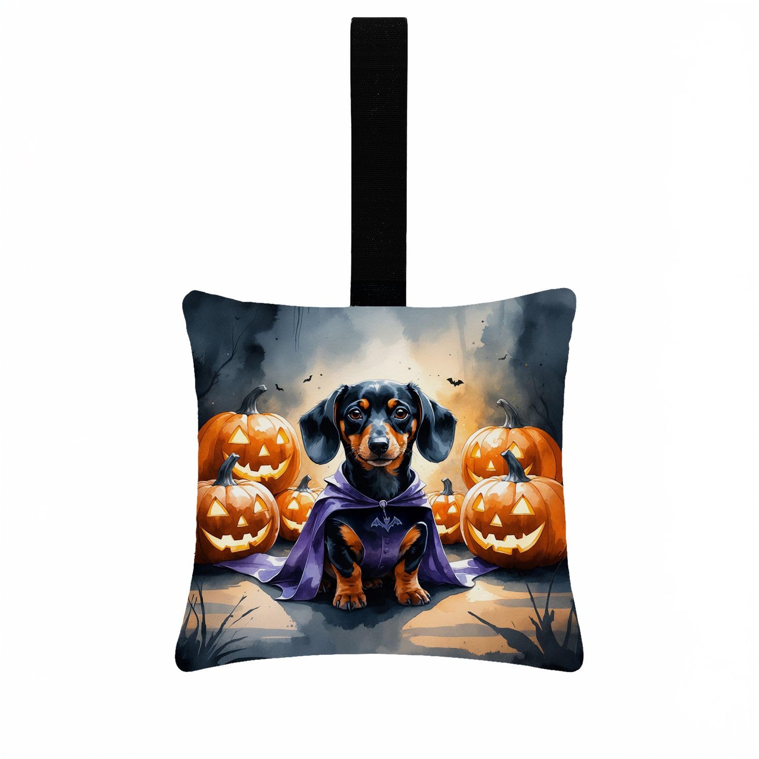 Carolines Treasures Dachshund Puppy Halloween Mini Hanging Pillow Ornament 3.5  3.5 Decorative Door-Knob & Tree Hanger, Soft Fabric Cushion