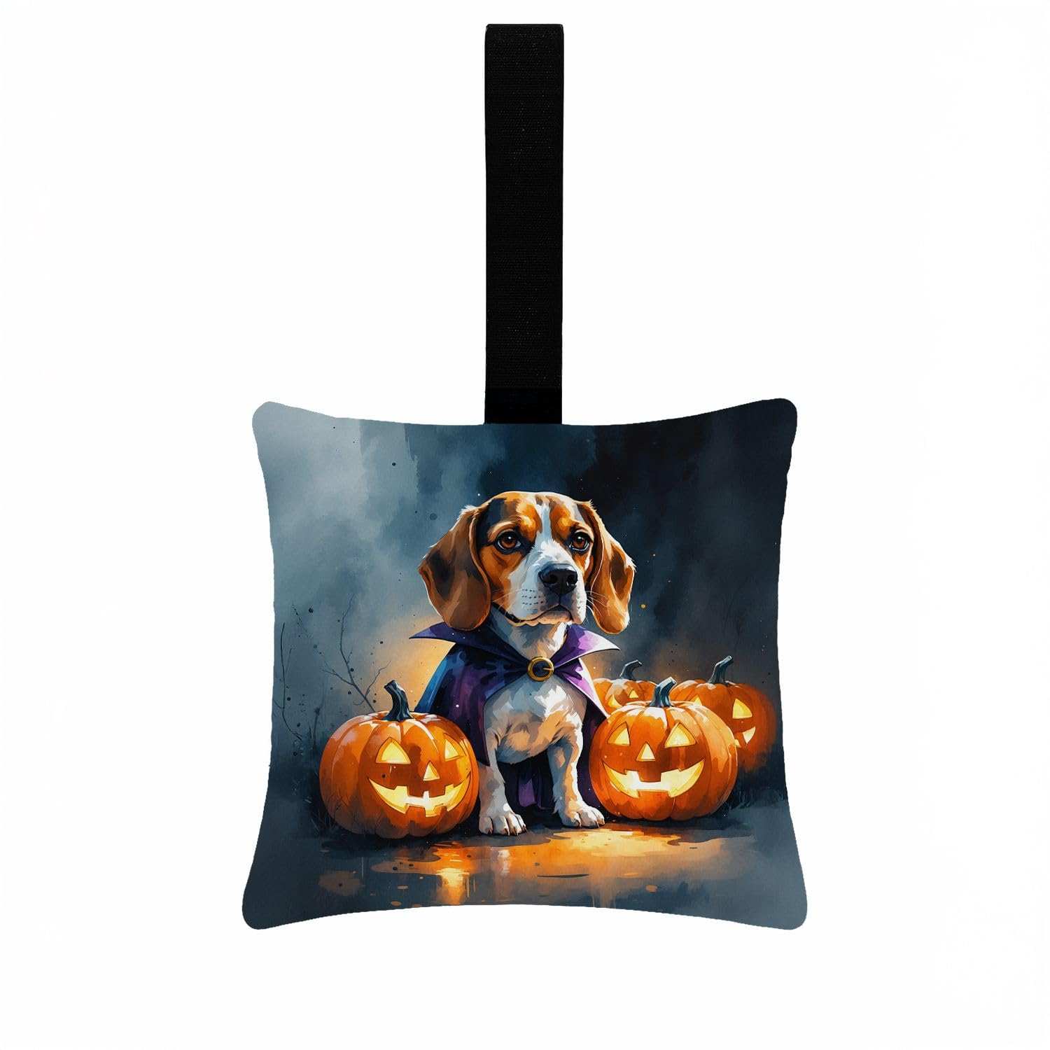 Carolines Treasures Beagle Puppy Halloween Mini Hanging Pillow Ornament 3.5  3.5 Decorative Door-Knob & Tree Hanger, Soft Fabric Cushion