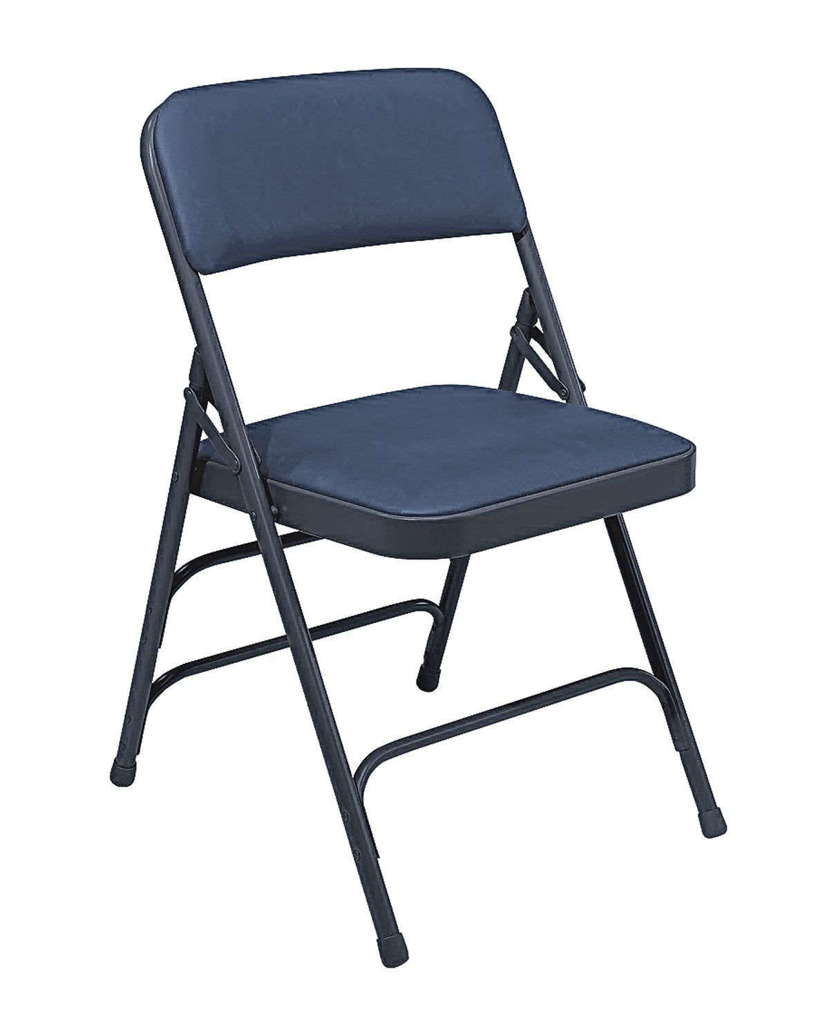 NPS 1300 Series Premium Vinyl Upholstered Triple Brace Double Hinge Folding Chair, Dark Midnight Blue (Pack of 4)