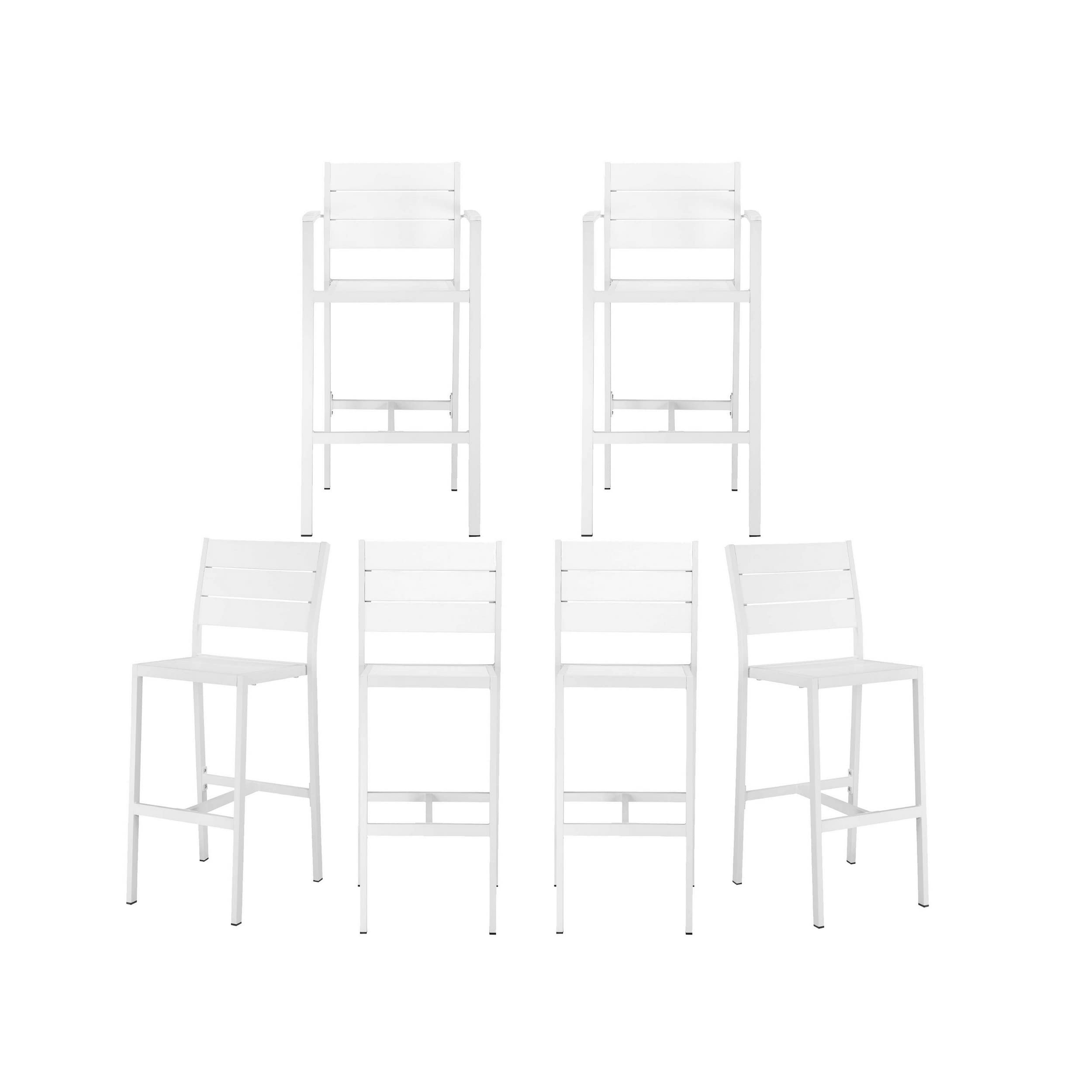 Kylo 18 Inch 6 Piece Bar Height Armchairs and Side Chairs, White Aluminum