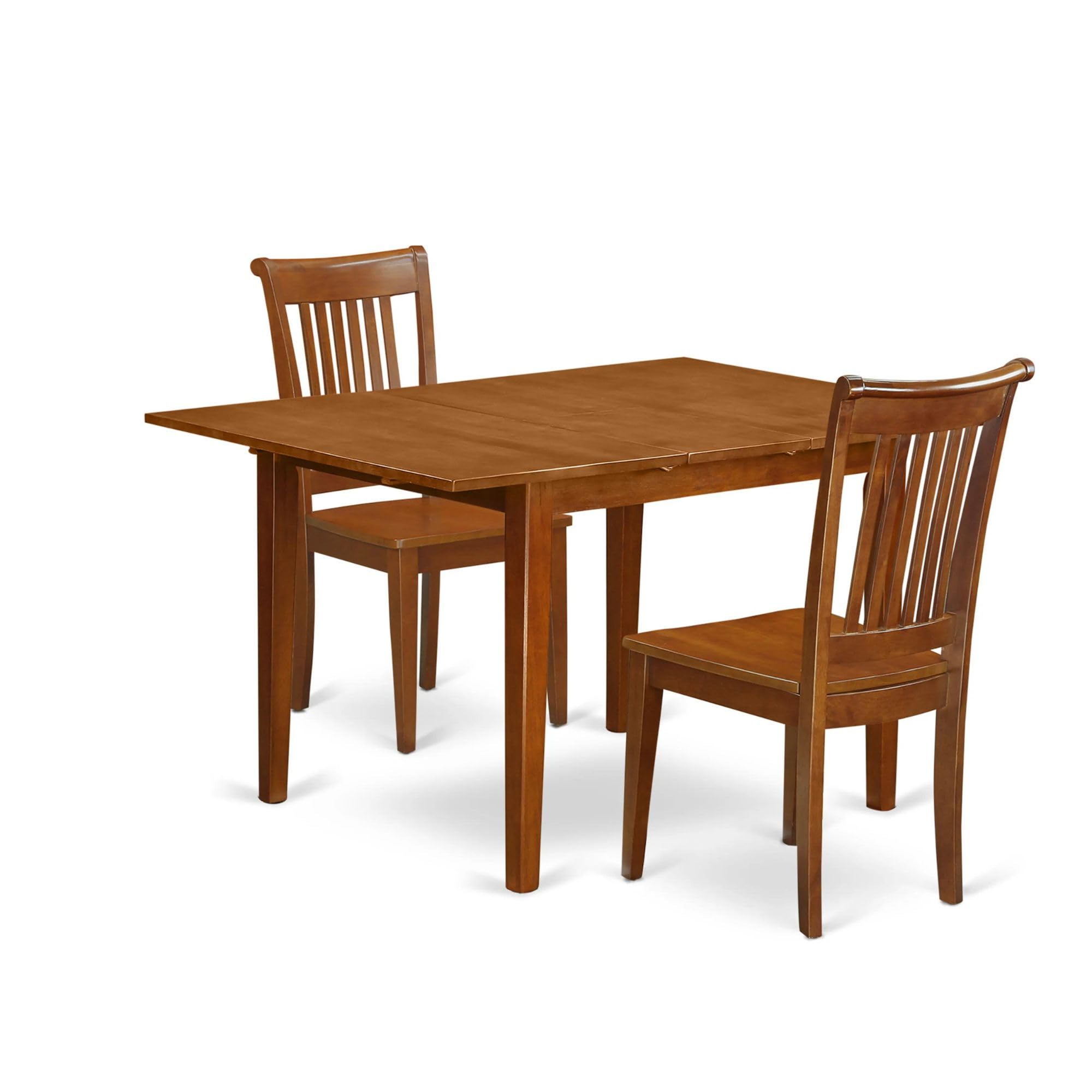 3  PcMilan  with  Leaf  and  2  hard  wood  Kitchen  Chairs  in  Saddle  Brown