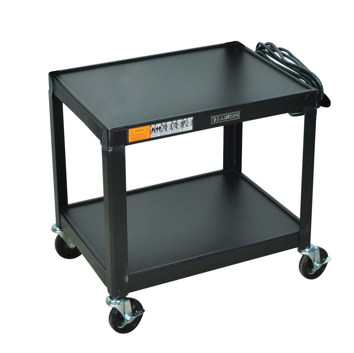 Luxor - Av26-Ob Luxor Av26 Steel Fixed Height Adjustable Av Utility Cart, 26 H, Black