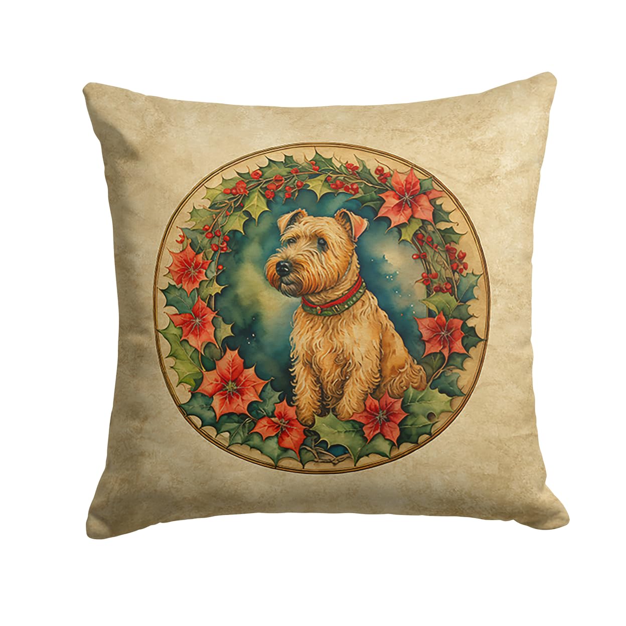 Lakeland Terrier Christmas Flowers Throw Pillow