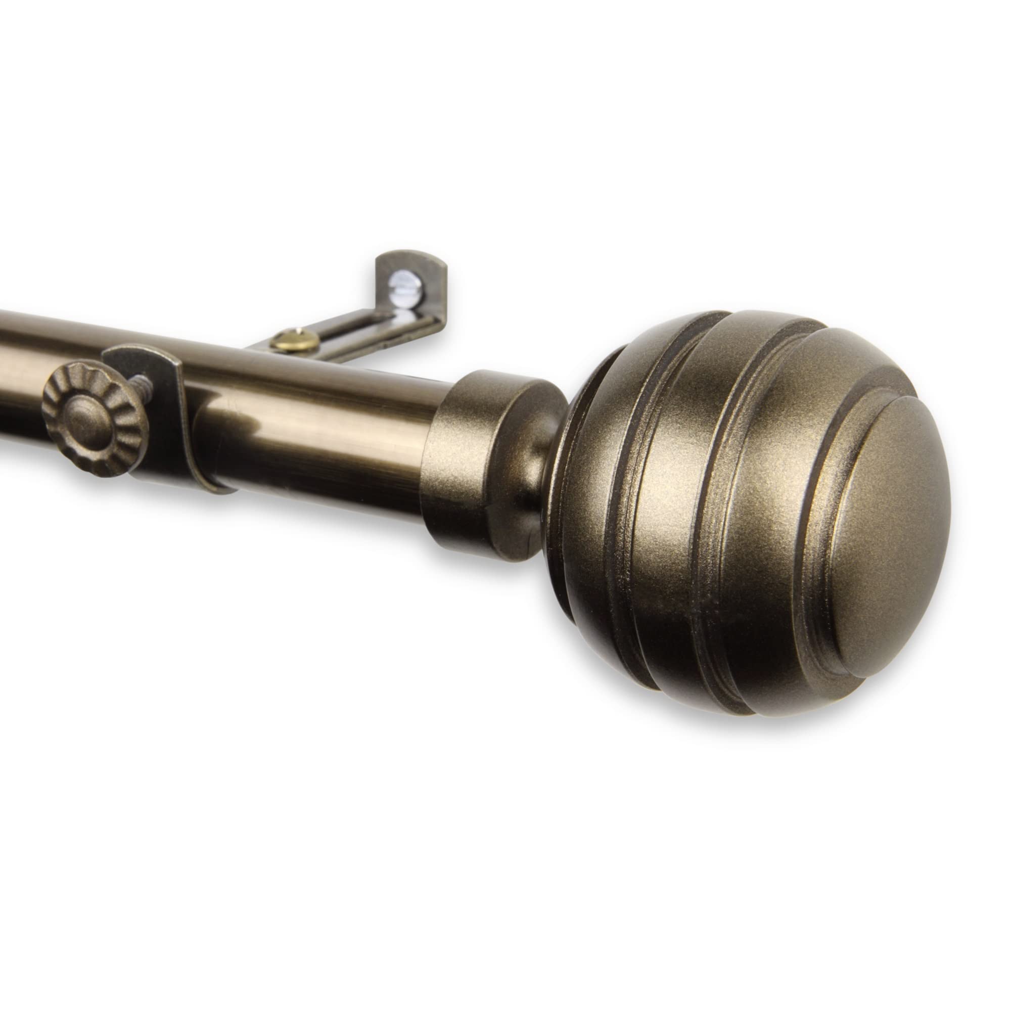 Olga Curtain Rod 3/4 inch dia. 120-170 - Antique Brass