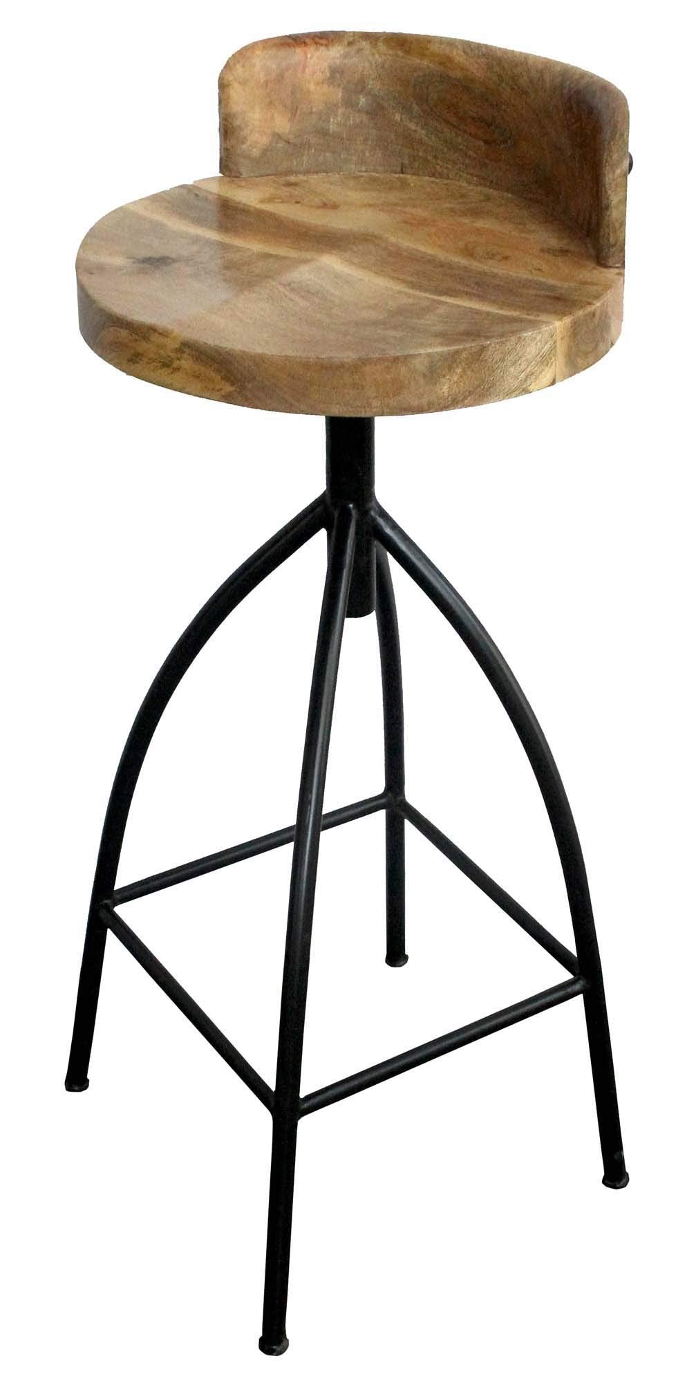 Pia 30-35 Inch Industrial Style Adjustable Swivel Bar Stool With Backrest