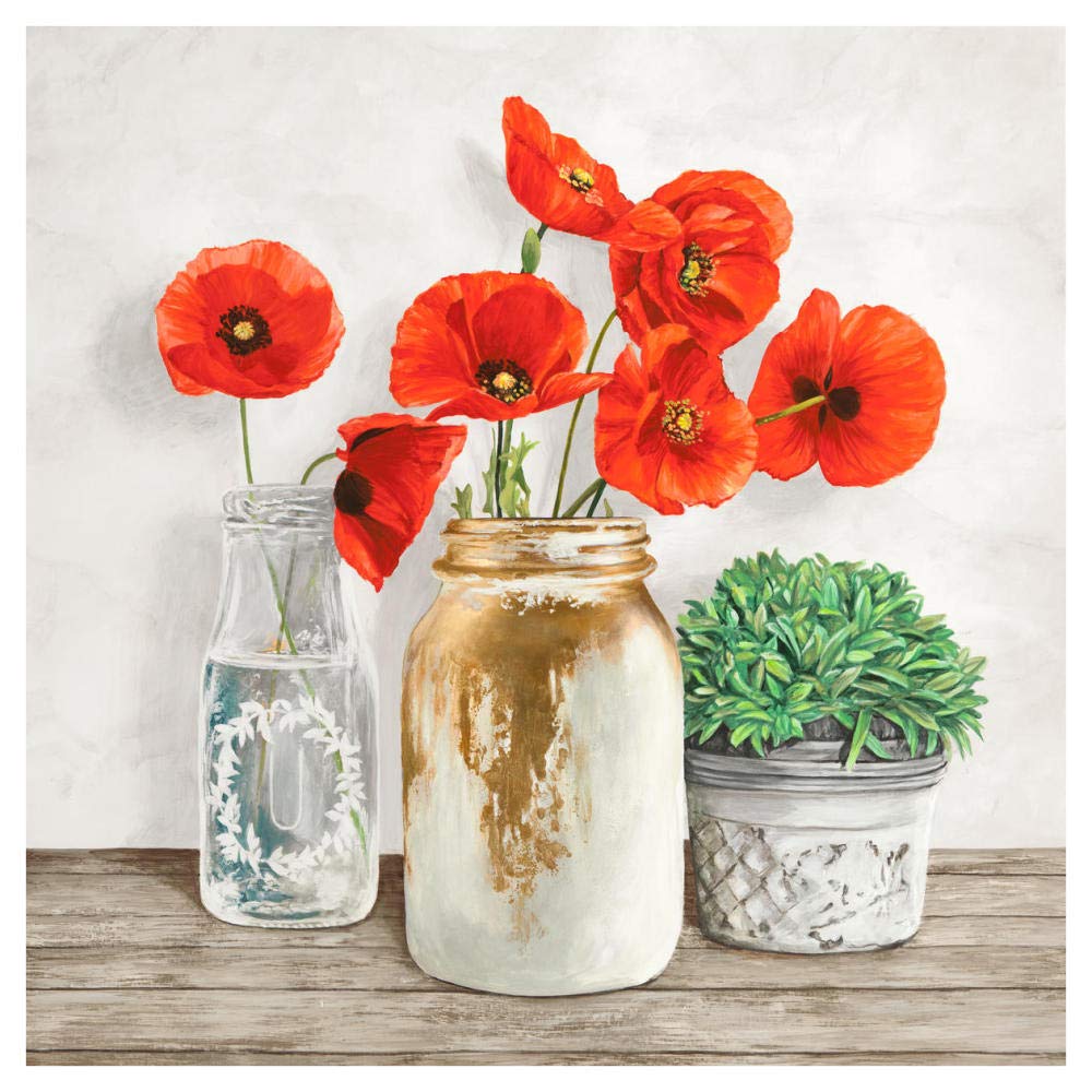 Floral composition with Mason Jars II-Paper Art-42x42”