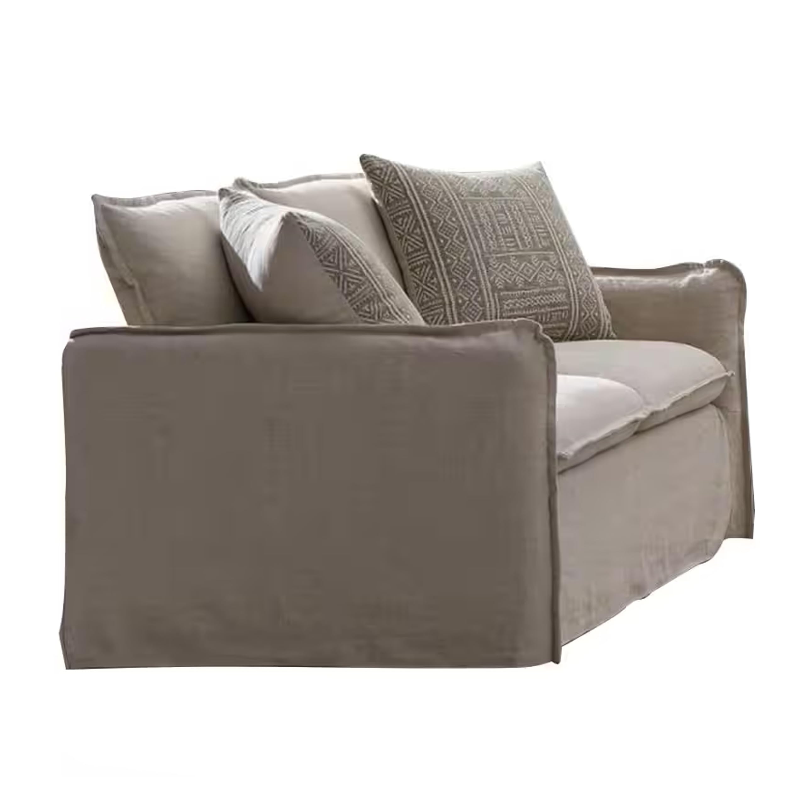 Savoir Loveseat, 2 Accent Pillows, Plush Modern Beige Linen, 64 Inch