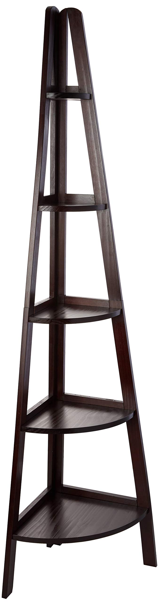Casual Home 5-Shelf Corner Ladder Bookcase, Espresso