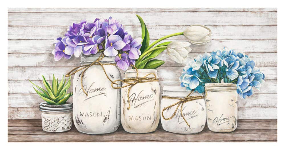 Hydrangeas in Mason Jars-Paper Art-38x20”