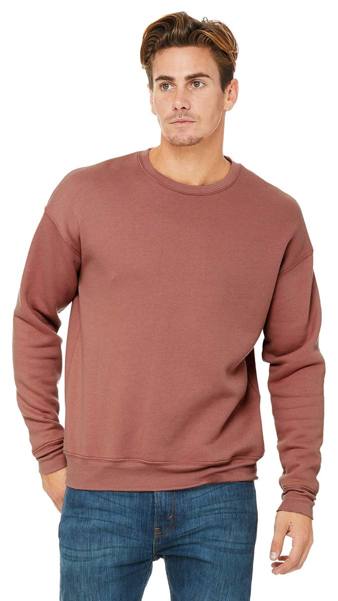 BELLA + CANVAS Unisex Sponge Fleece Drop Shoulder Crewneck Sweatshirt - Mauve, XL