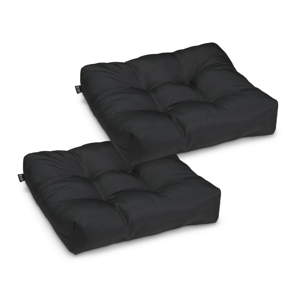 Classic Accessories Water-Resistant 19 X 19 X 5 Inch Square Patio Seat Cushion, Black, 2-Pack