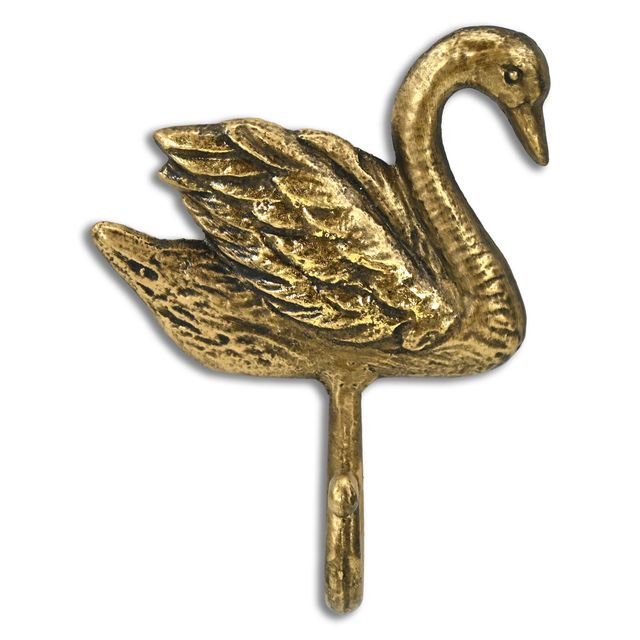 Cybele 5.75″ Cast Iron Swan Wall Hook - Gold