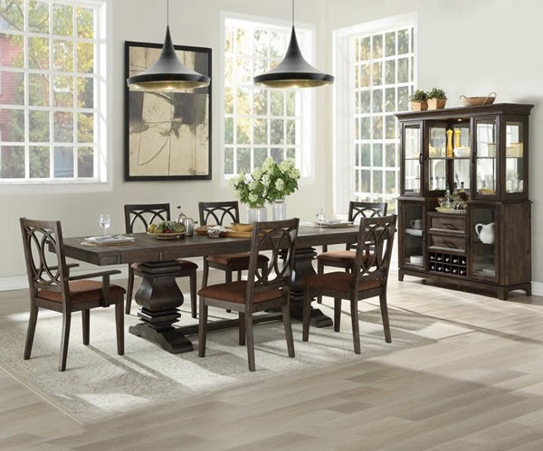 Yadlio Side Chair Set-2 - Brown Fabric & Espresso Vietnam - Transitional Style - Jameson - Wood & Upholstered Seat - 2Pc/1Ctn