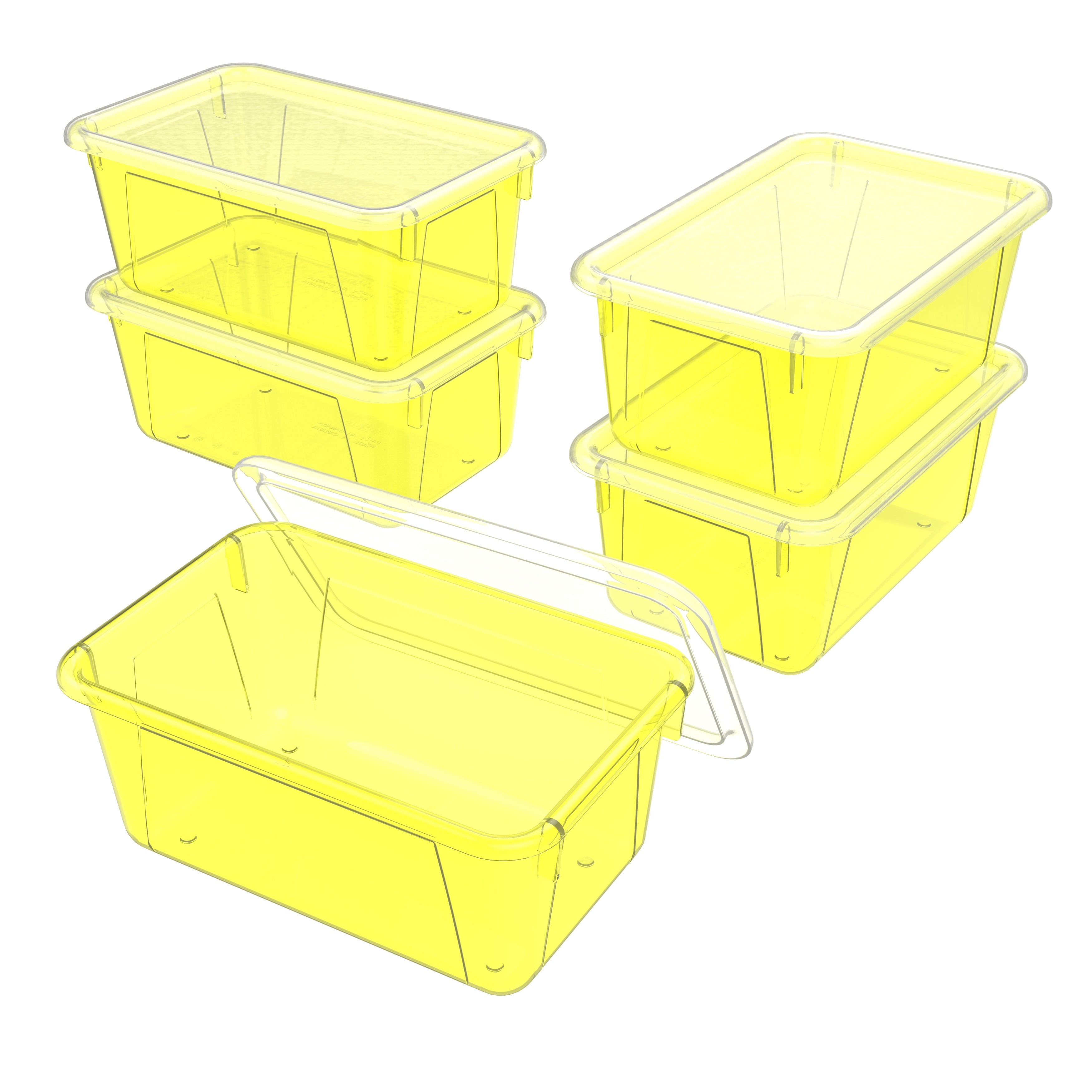 Storex Small Cubby Bin with Cover, Tint Yellow, 5-Pack