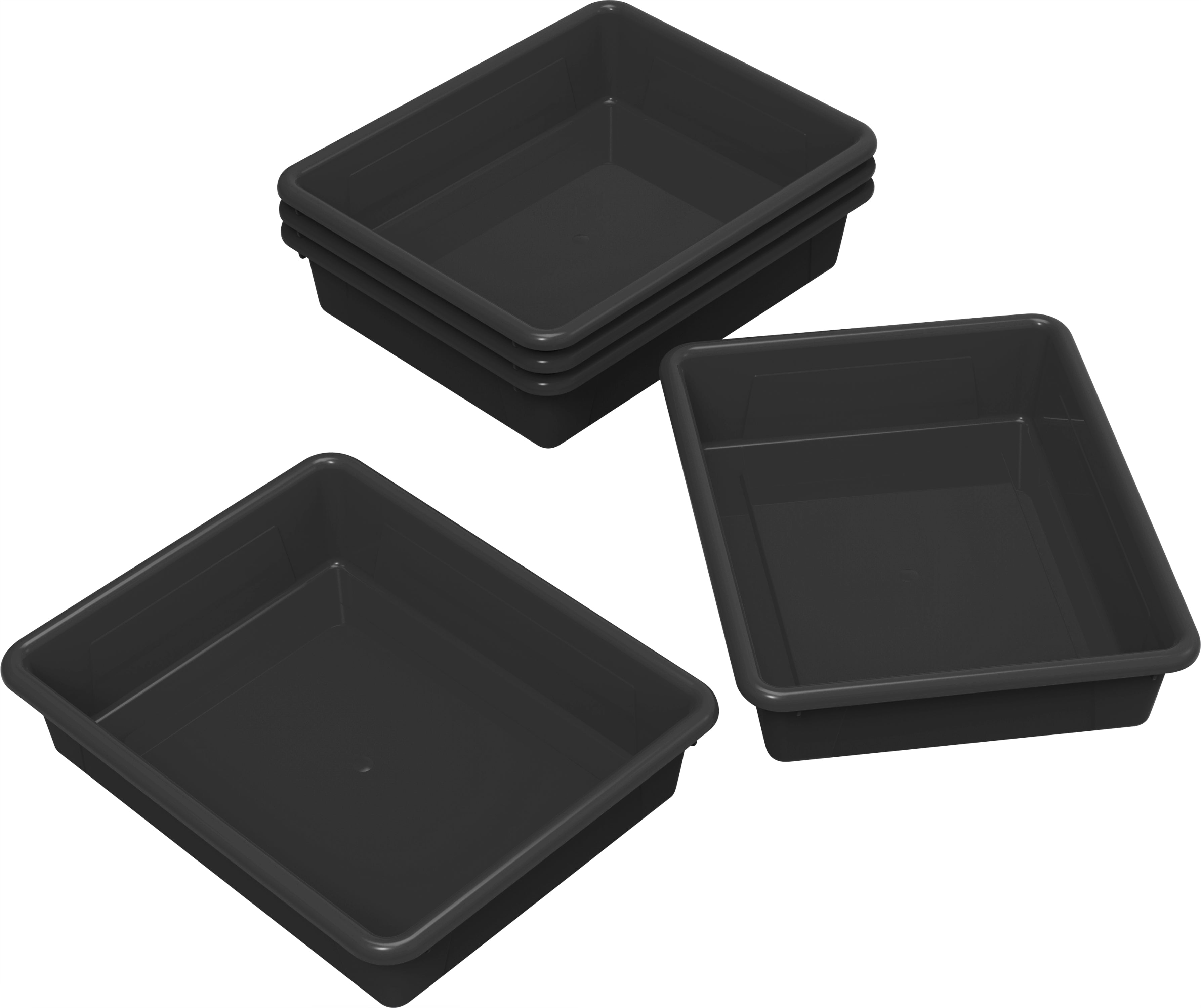 Storex Flat Storage Tray, Letter Size, 10 x 13 x 3 Inches, Black, 5-Pack