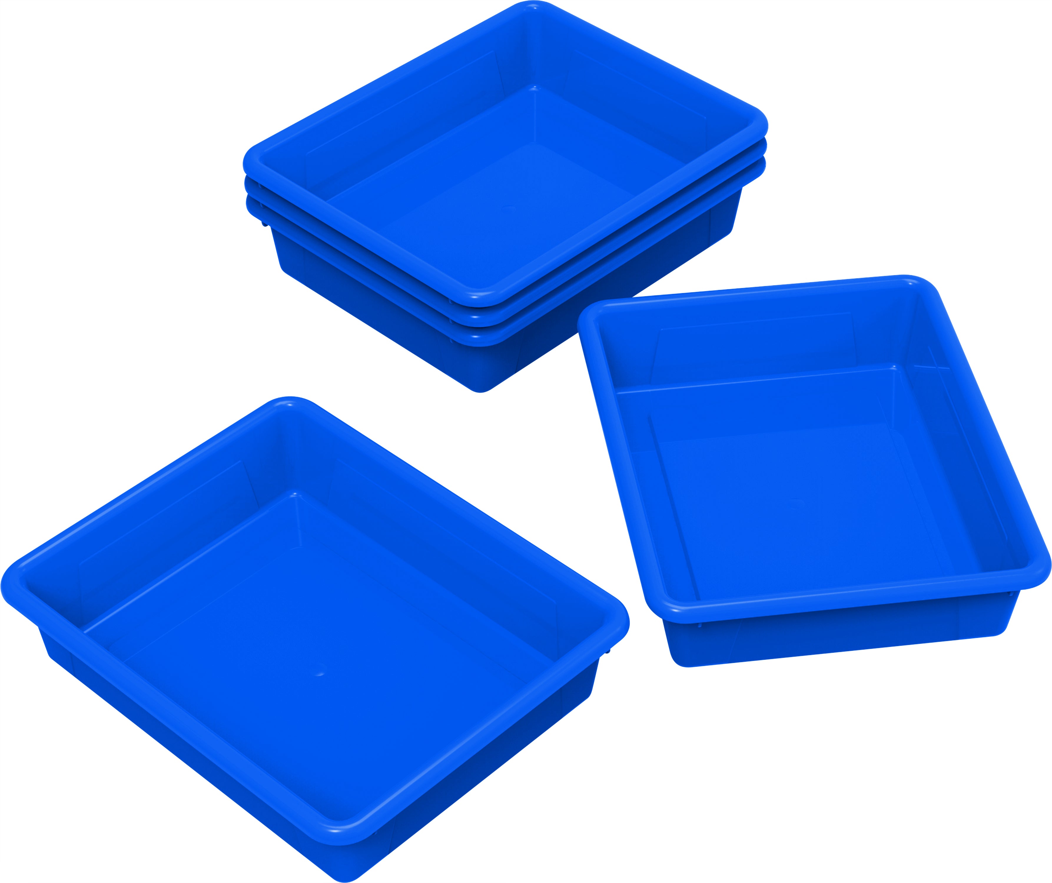 Storex Flat Storage Tray, Letter Size, 10 x 13 x 3 Inches, Blue, 5-Pack