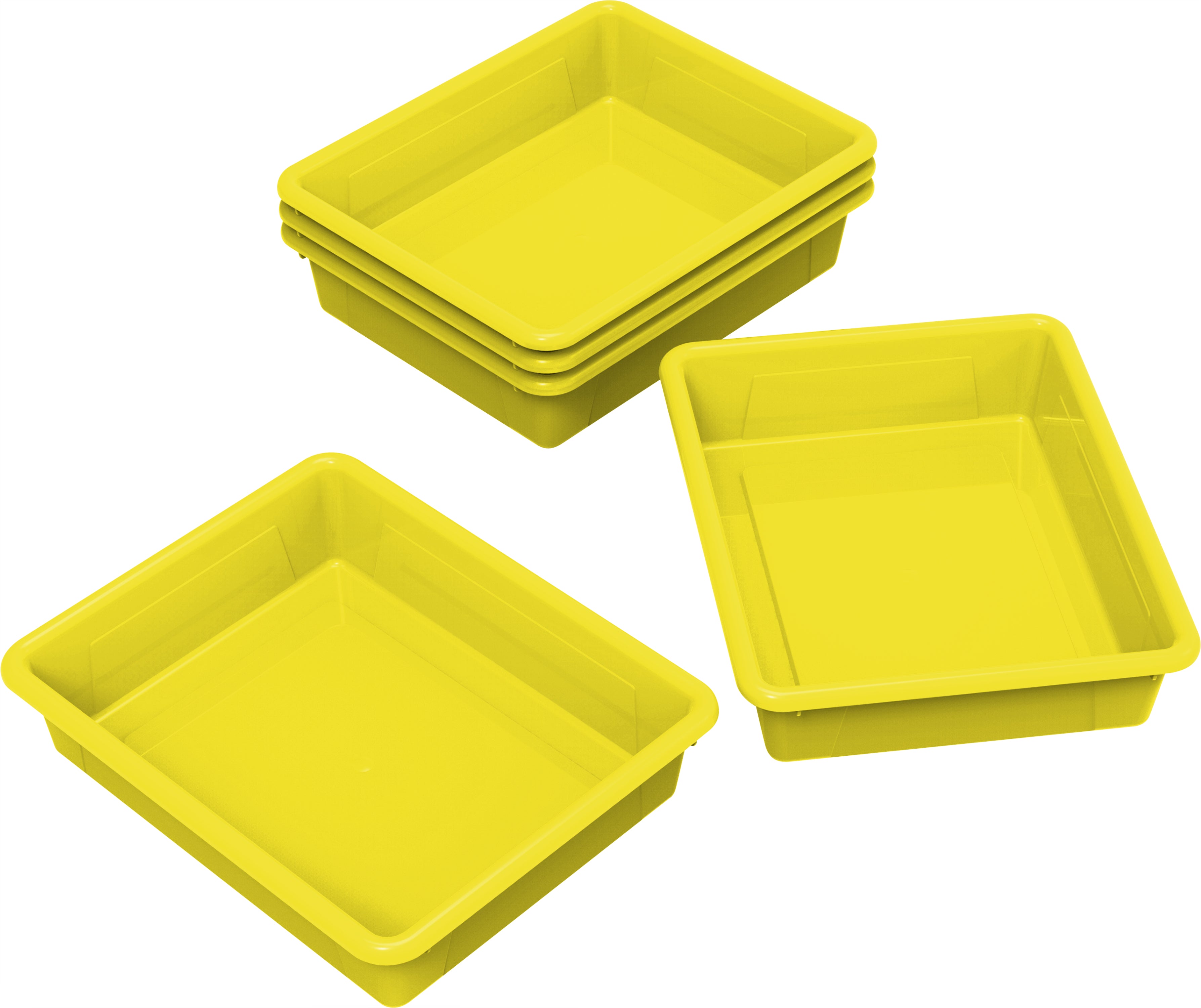 Storex Flat Storage Tray, Letter Size, 10 x 13 x 3 Inches, Yellow, 5-Pack