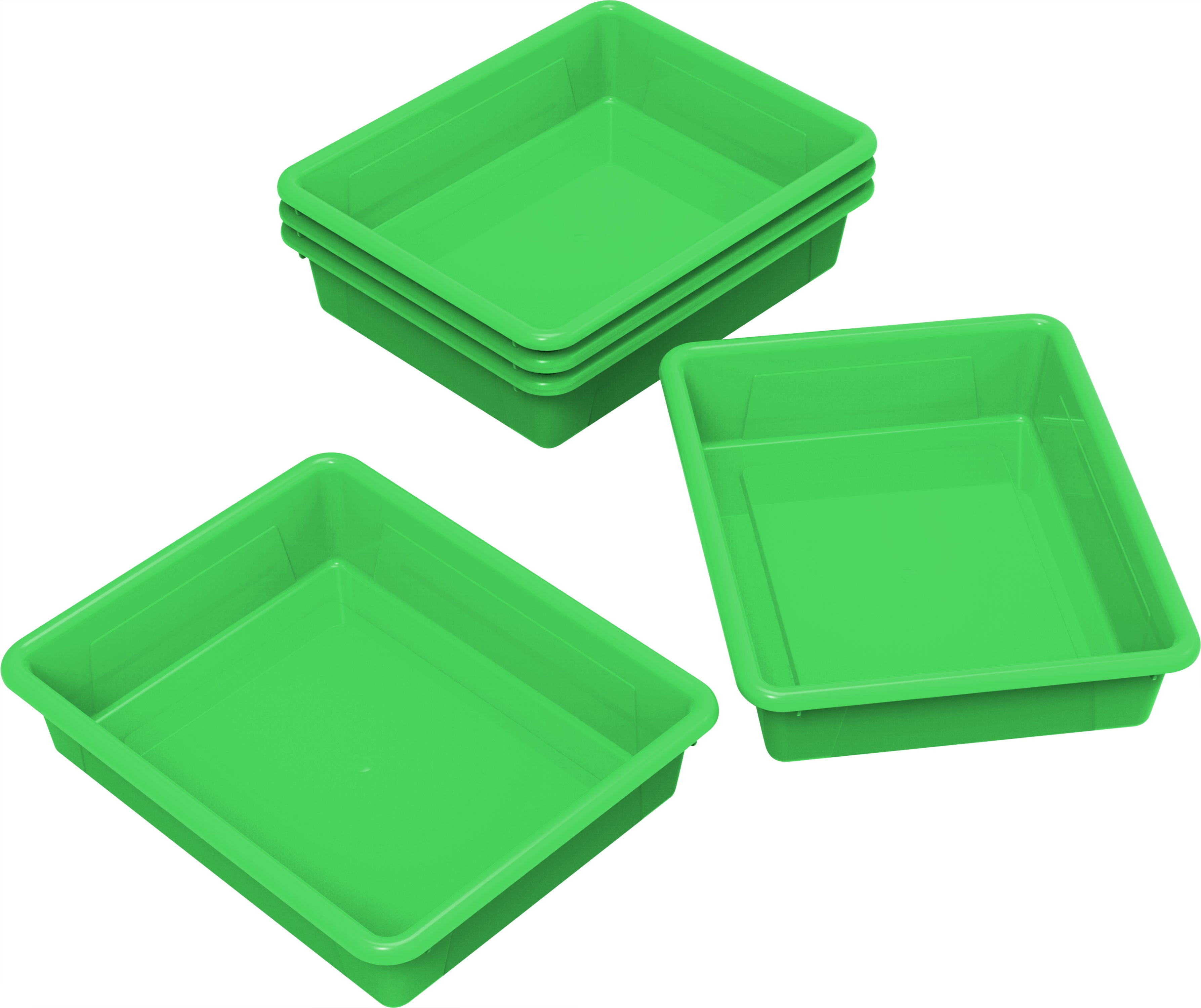 Storex Flat Storage Tray, Letter Size, 10 x 13 x 3 Inches, Green, 5-Pack