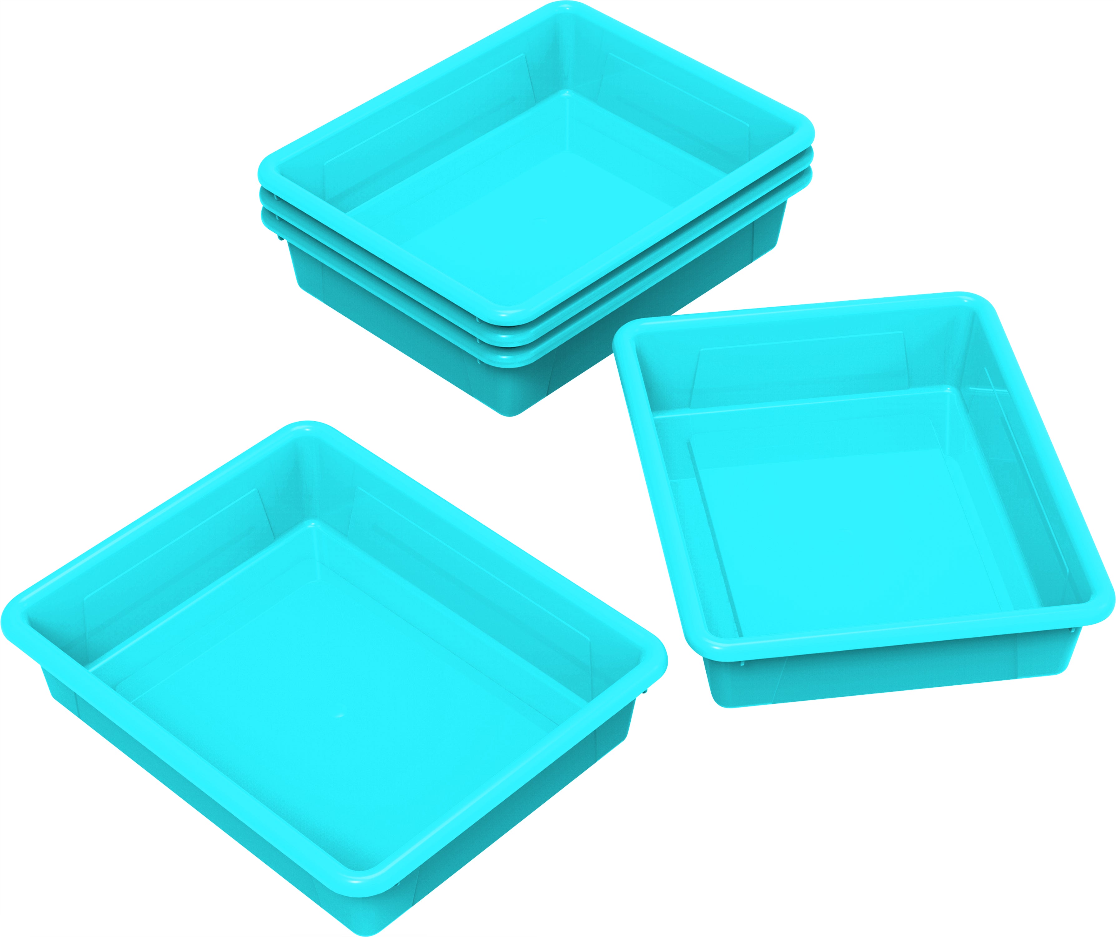 Storex Flat Storage Tray, Letter Size, 10 x 13 x 3 Inches, Teal, 5-Pack