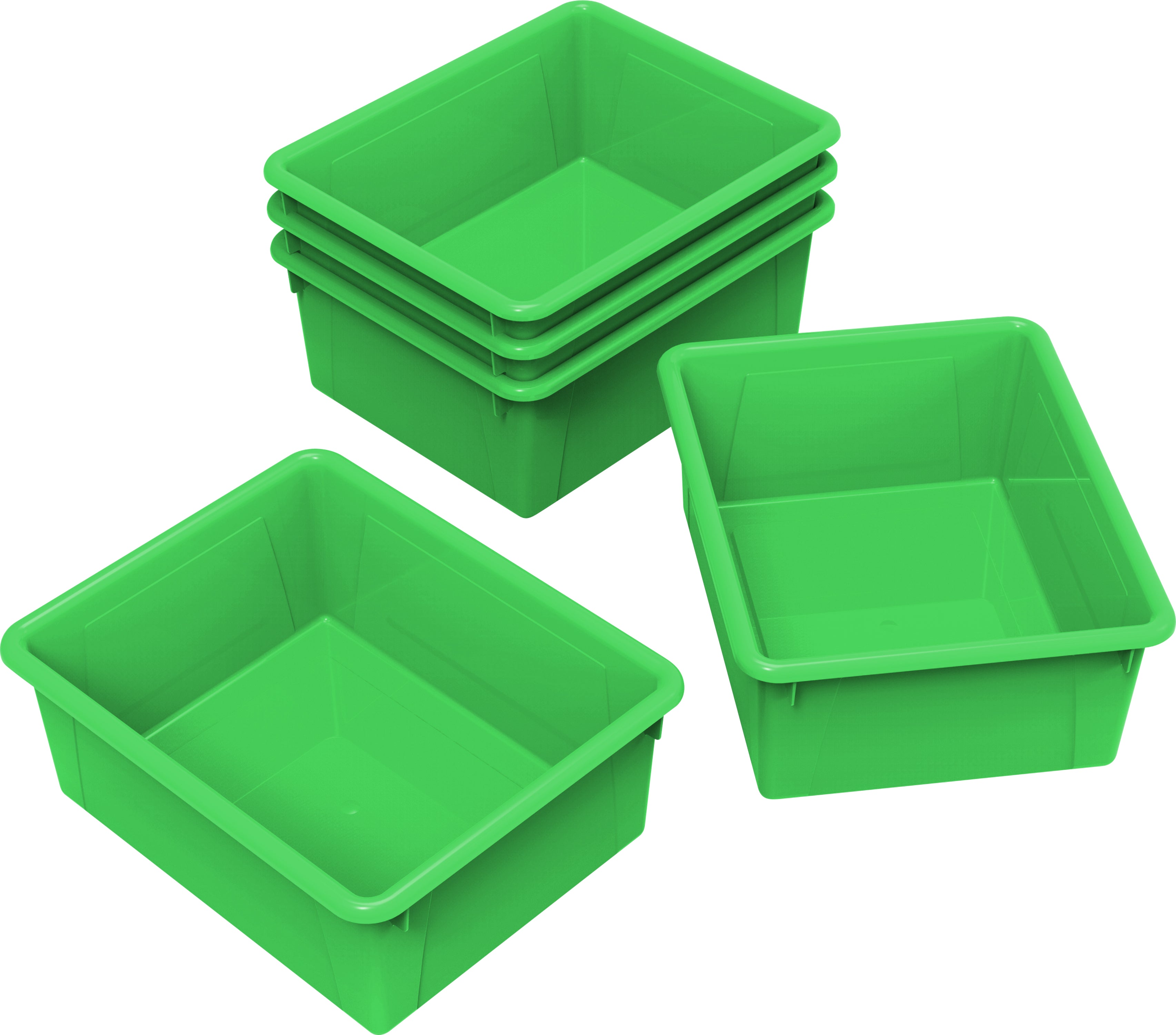Storex Deep Storage Tray, Letter Size, 10 x 13 x 5 Inches, Green, 5-Pack