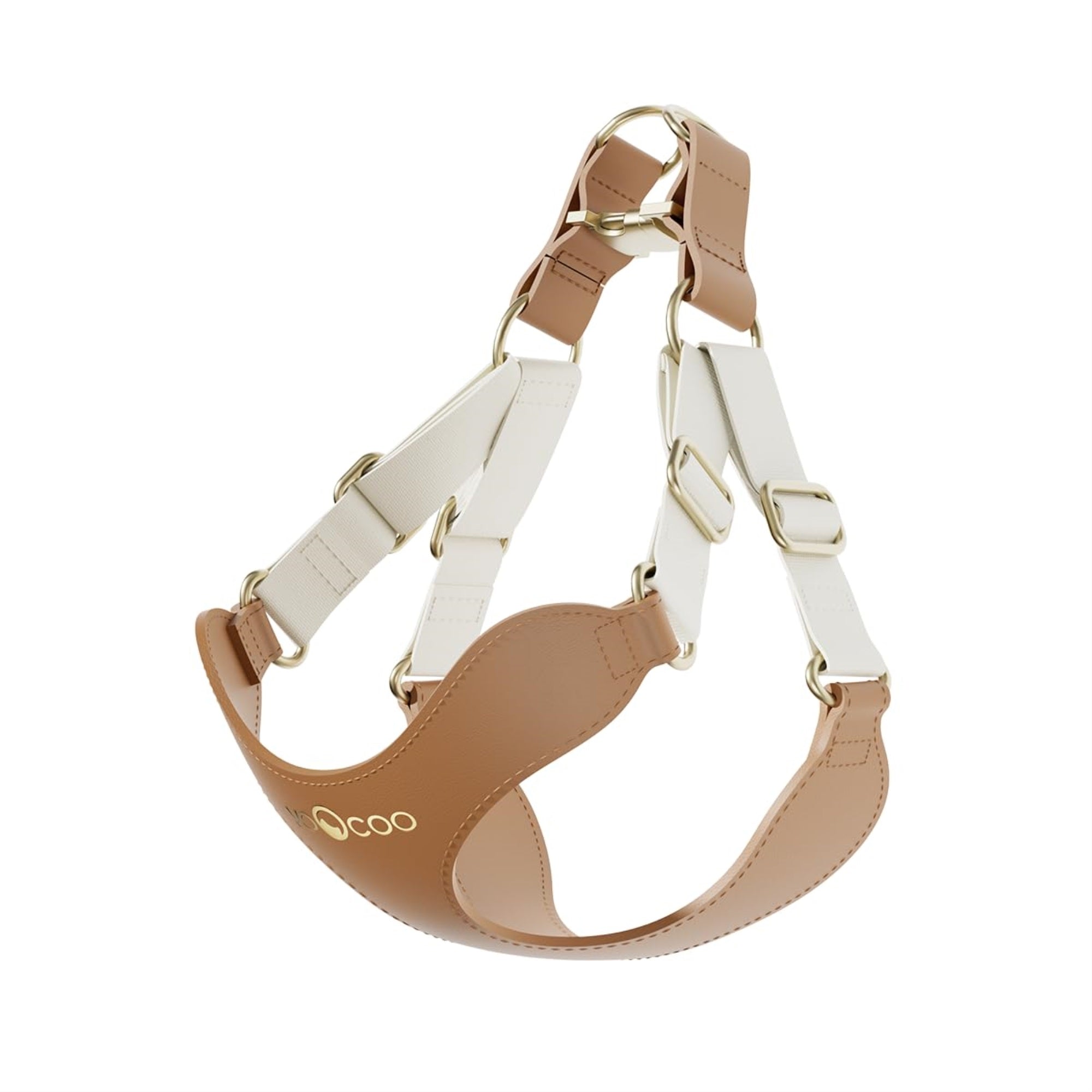 VOOCOO #OOTD Pet Harness and Leash Set (Leather Handle)(Medium Latte)