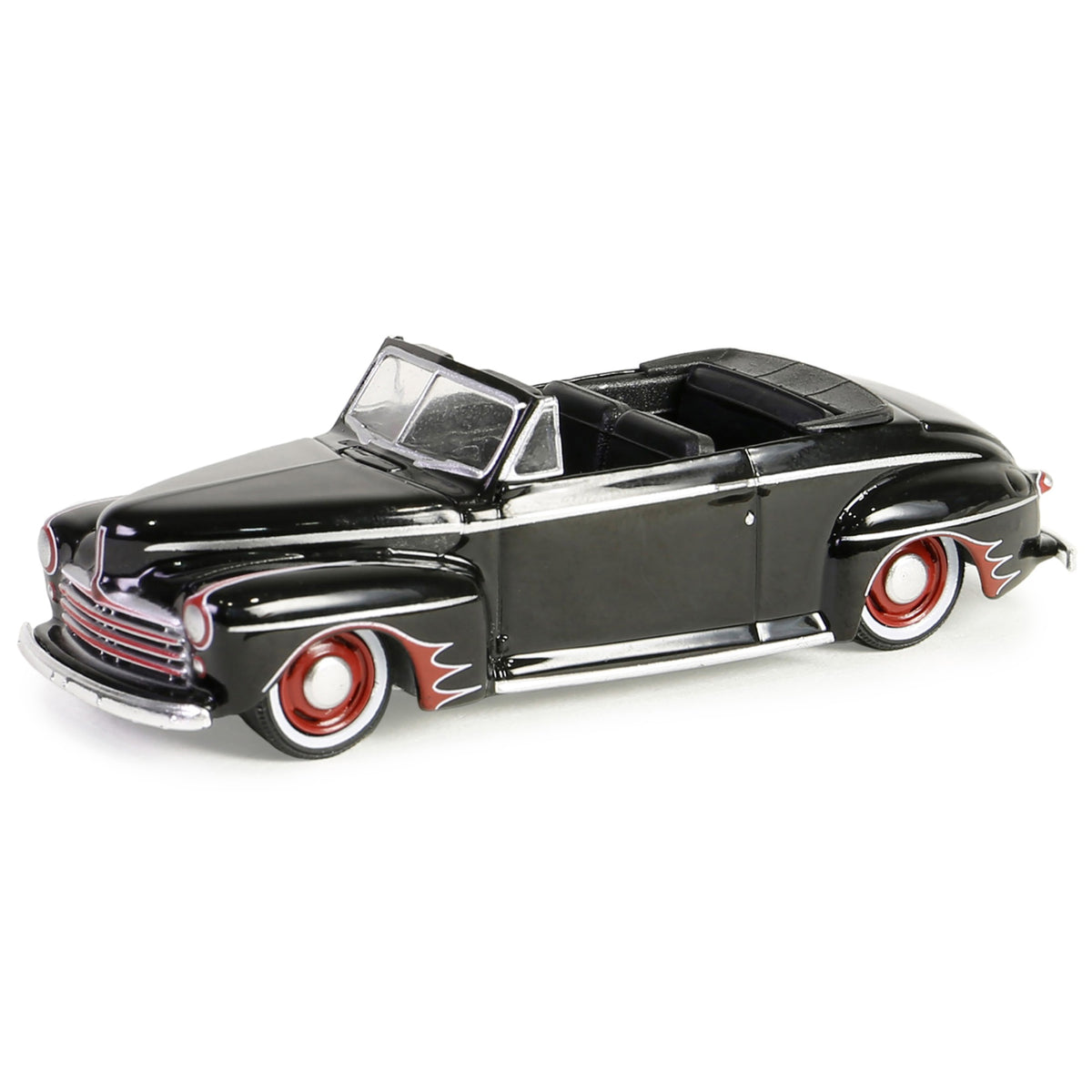 1947 Ford Deluxe Convertible Lowrider Black Wit H Red Graphics 'California Lowriders' Series 5 1/64 Diecast Model Car By Greenlight