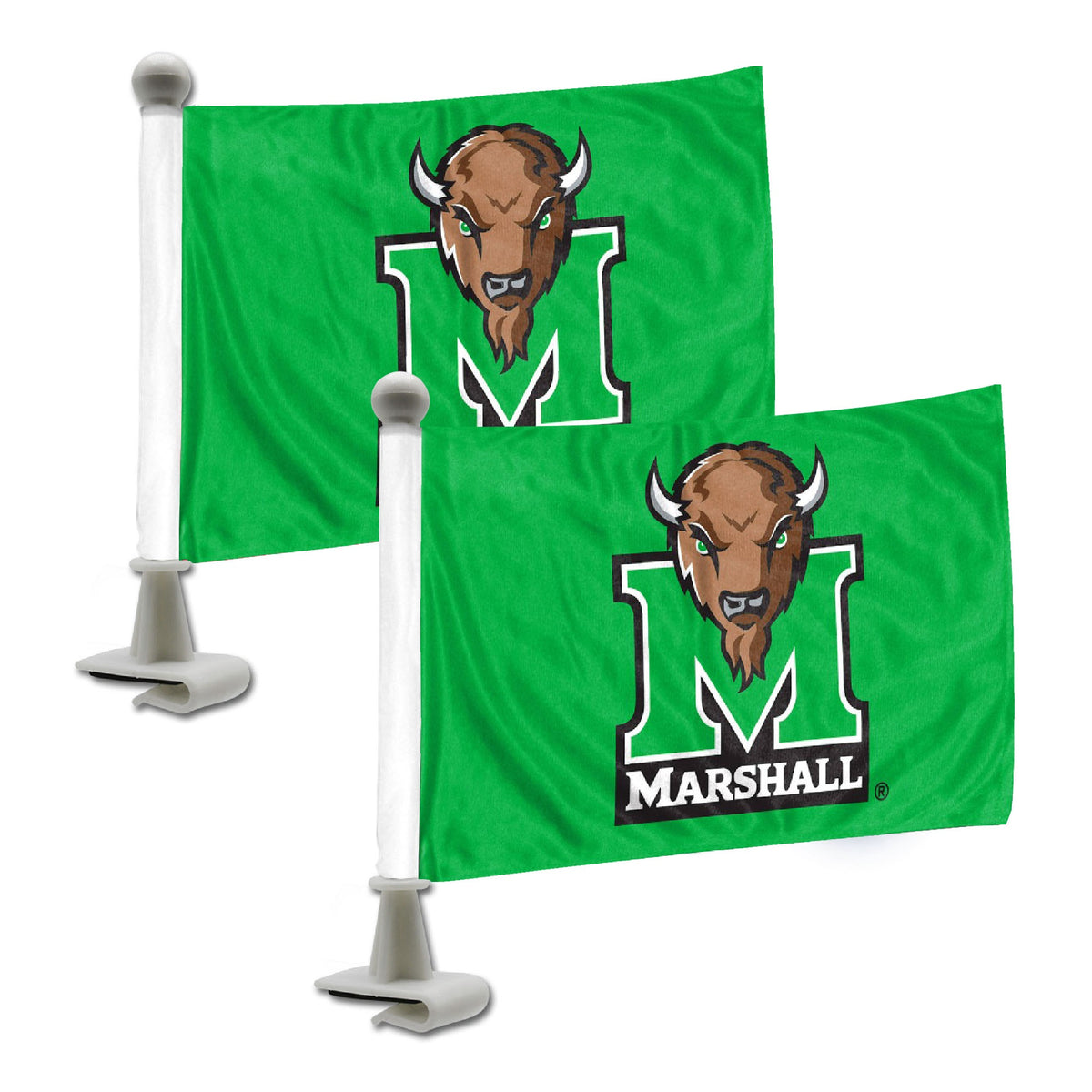 Marshall Thundering Herd Ambassador Car Flags - 2 Pack Mini Auto Flags, 4In X 6In