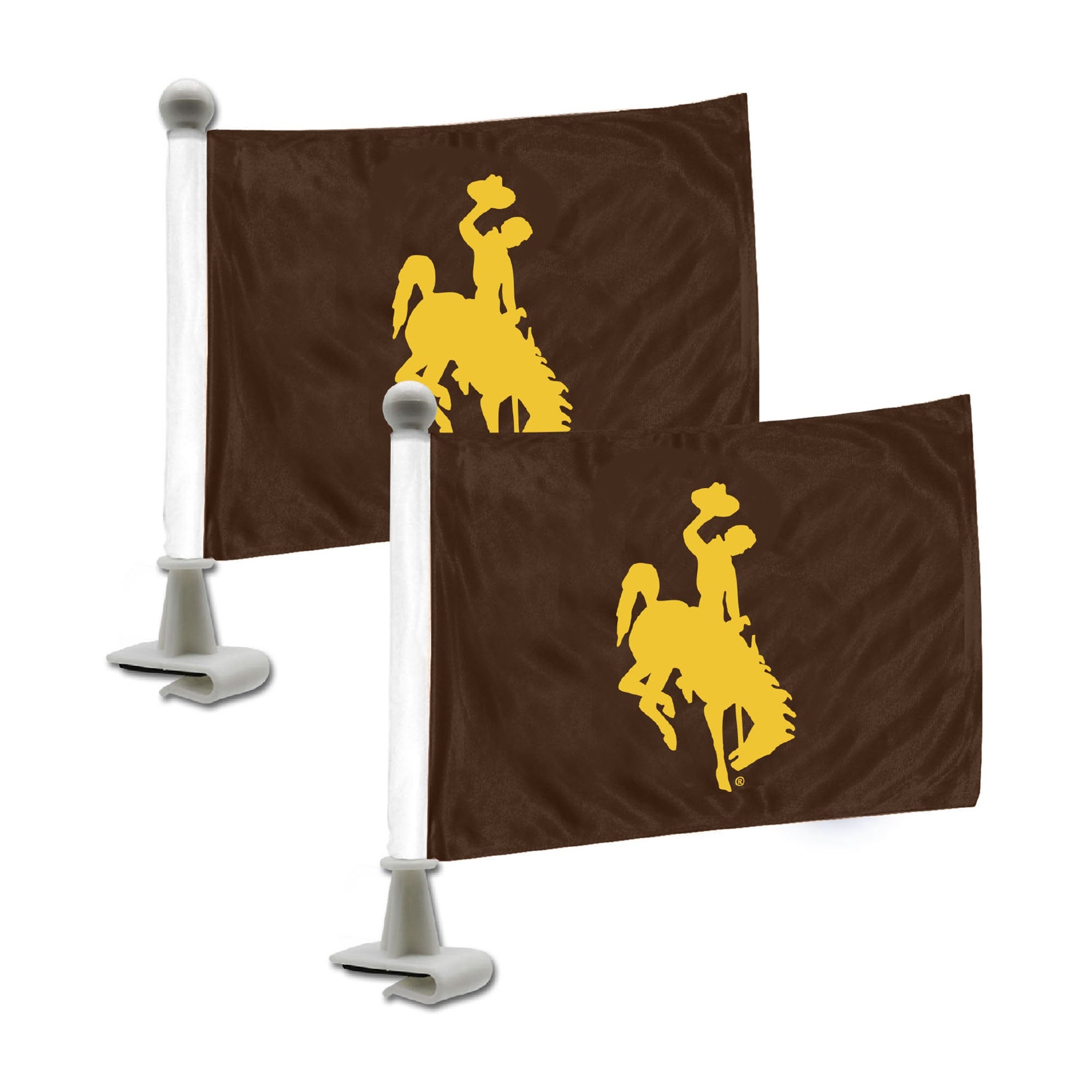 Wyoming Cowboys Ambassador Car Flags - 2 Pack Mini Auto Flags, 4In X 6In