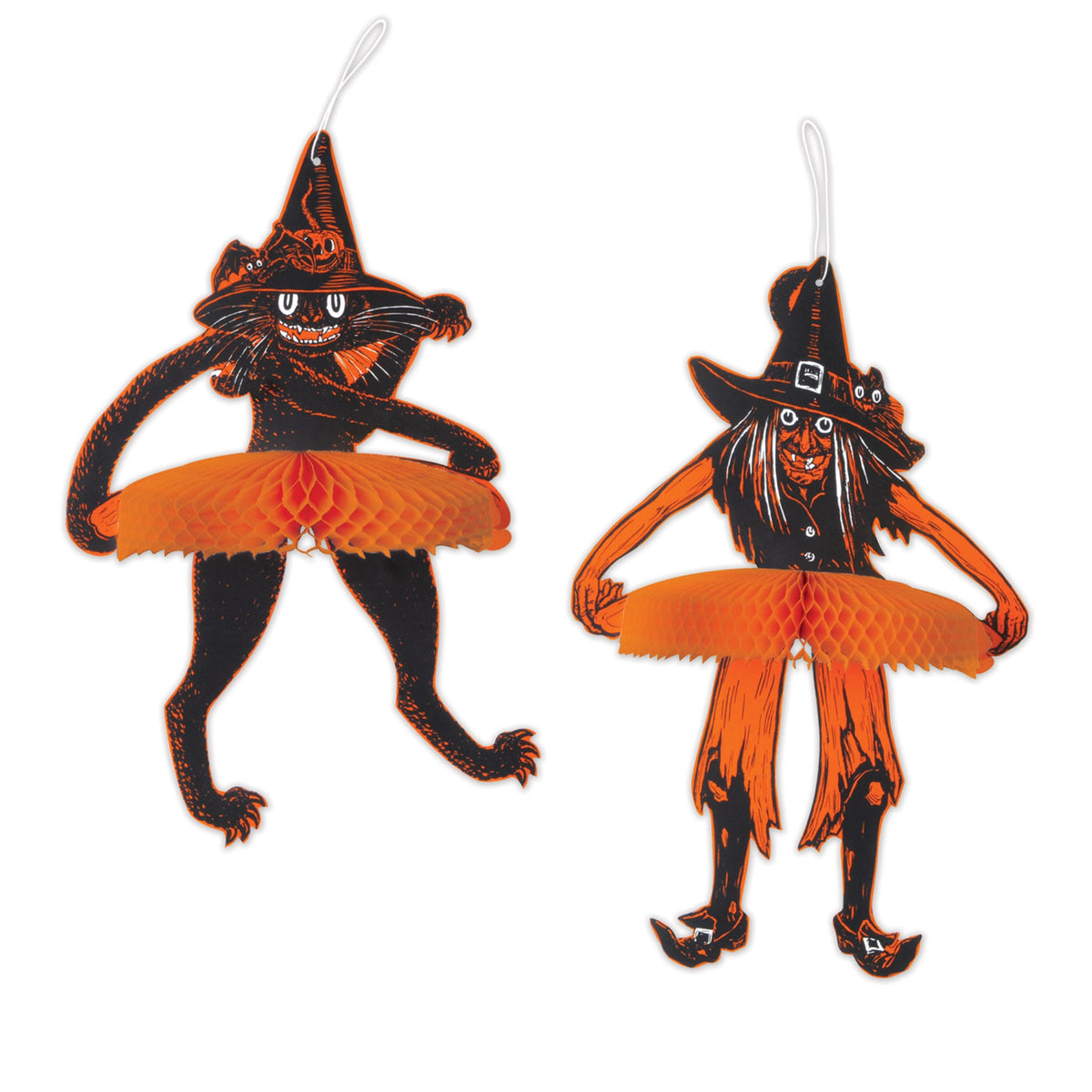 Vintage Halloween Jtd Tango Witch & Cat, (Pack Of 12)