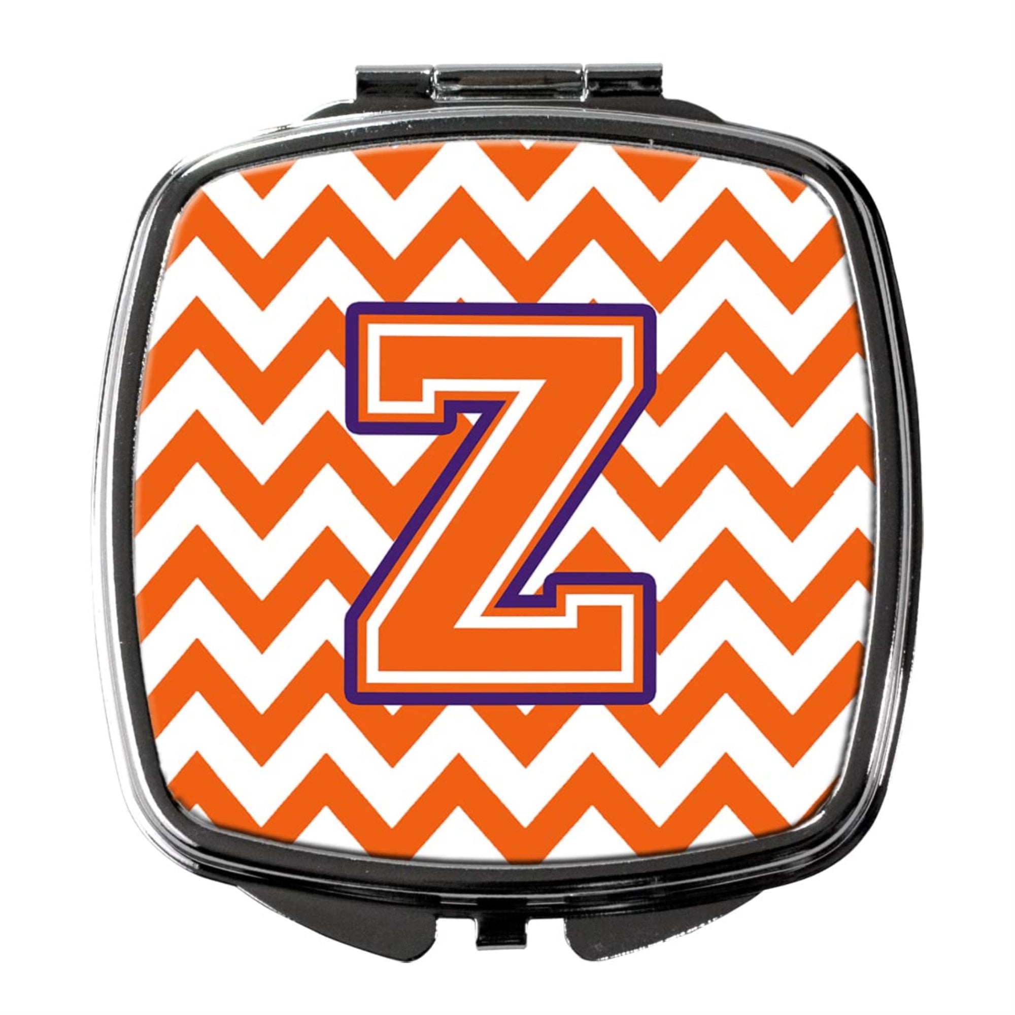 Carolines Treasures CJ1062-ZSCM Letter Z Chevron Orange and Regalia Compact Mirror Decorative Travel Makeup Mirror for Women Girls Gifts Pocket Makeup Mirror Folding Handheld
