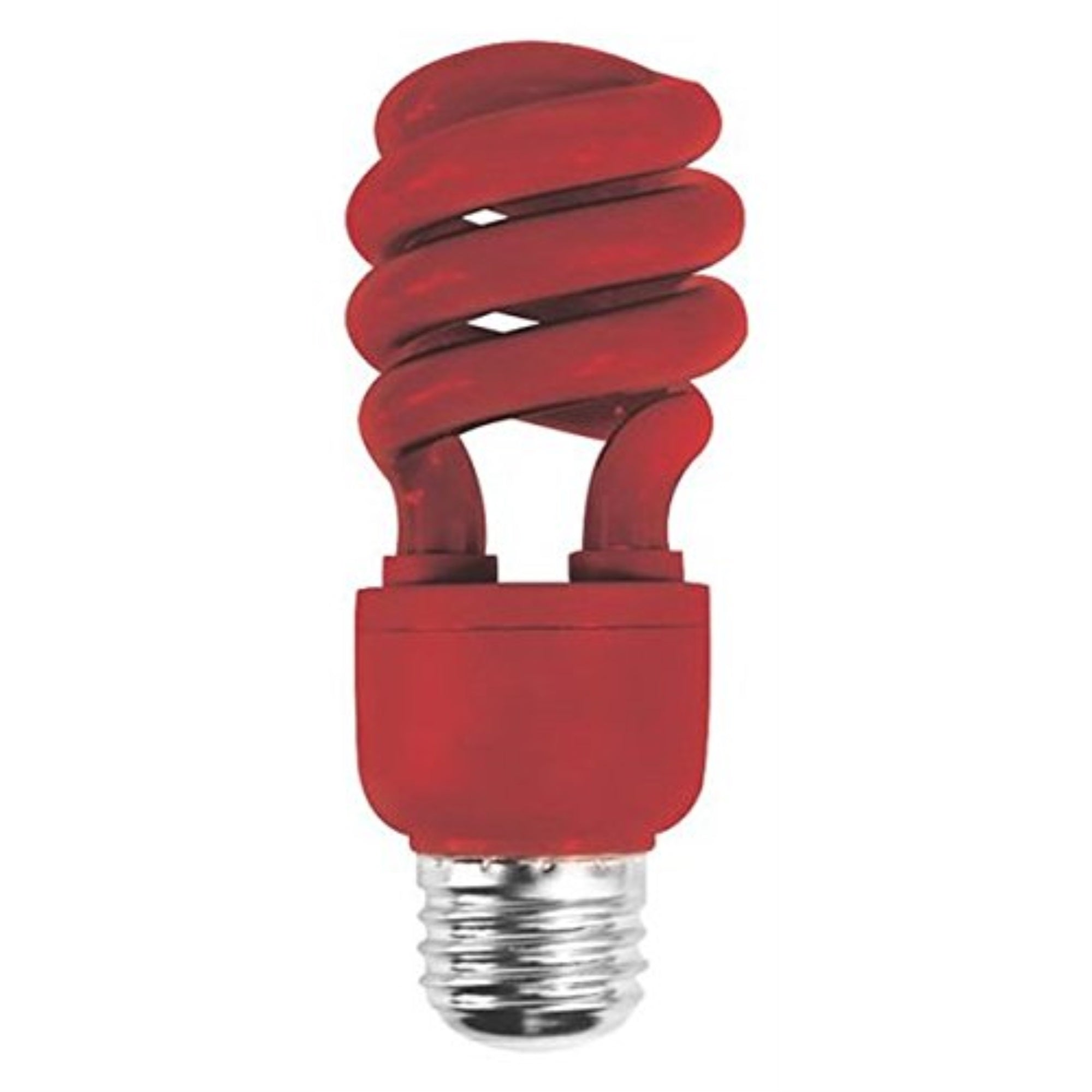 Red Cfl Bulb In Standard Edison Usa Lamp Base Energy Saving
