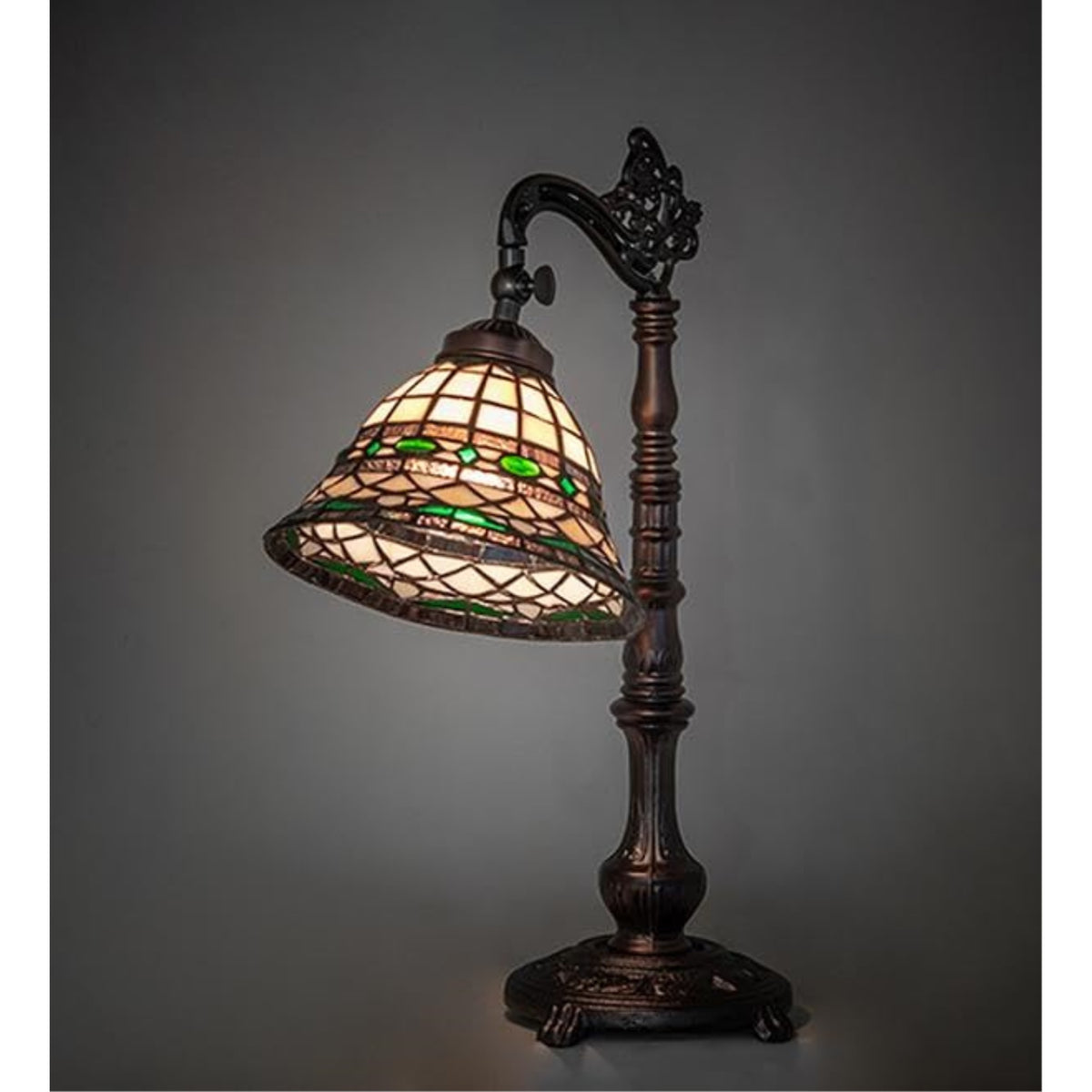 20' High Tiffany Roman Bridge Arm Table Lamp