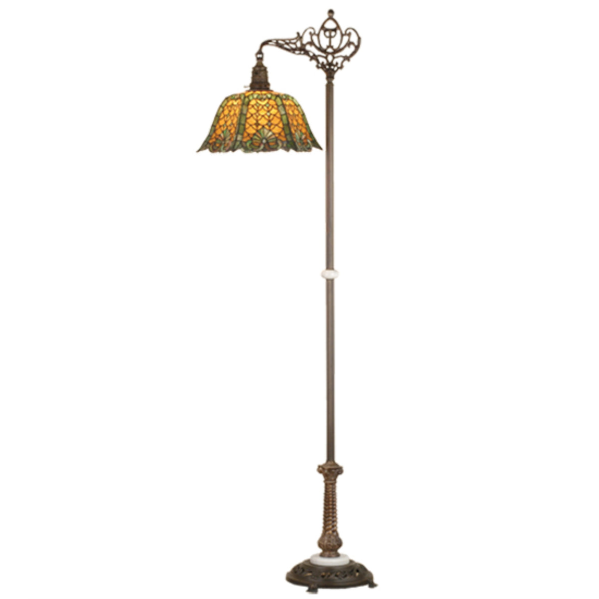 69.5'H Duffner & Kimberly Shell & Diamond Bridge Arm Floor Lamp