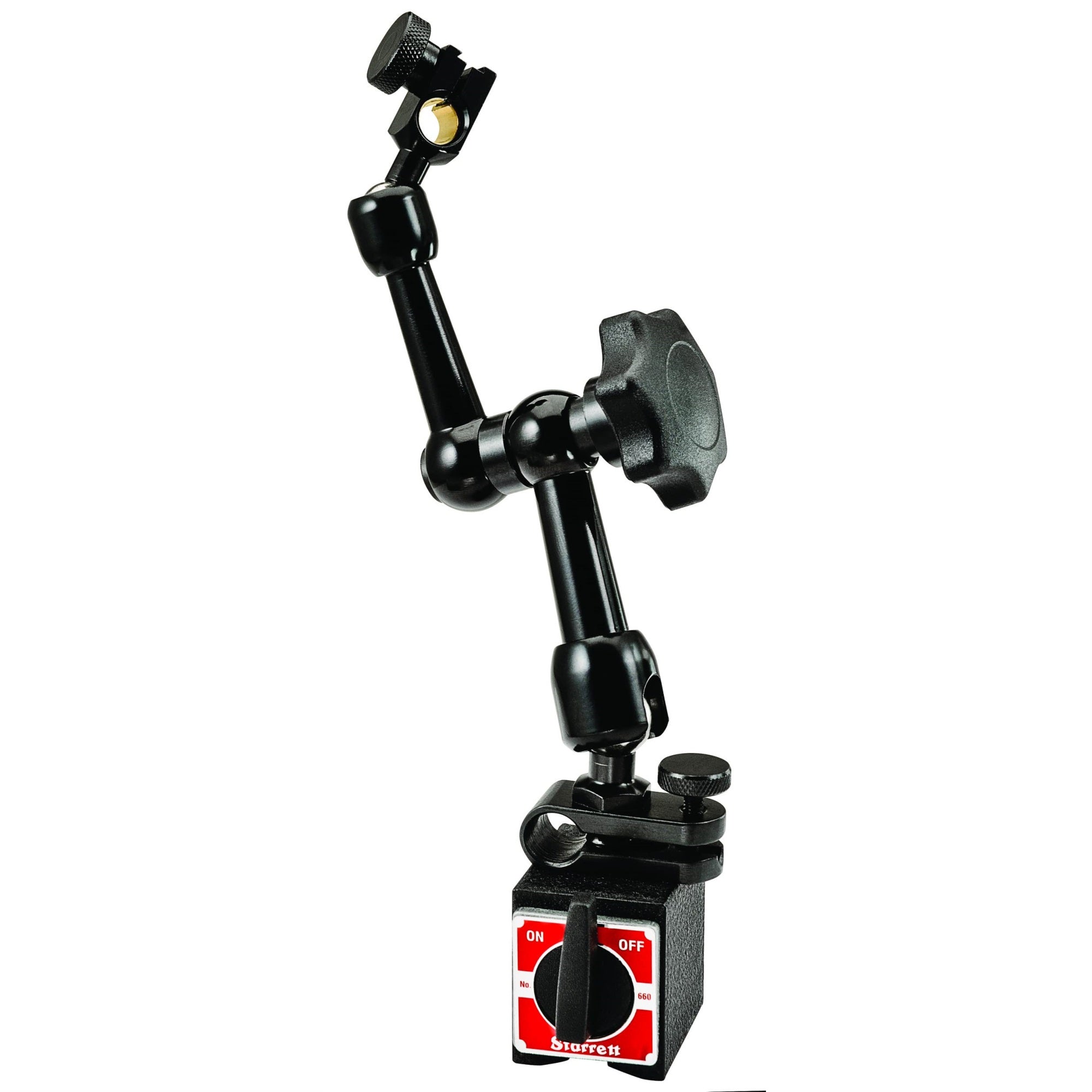 Starrett Magnetic Base Indicator Holder With Post Assembly For Fast And Easy Indicator Positioning - Single Knob, Three Adjustable Pivots - 660