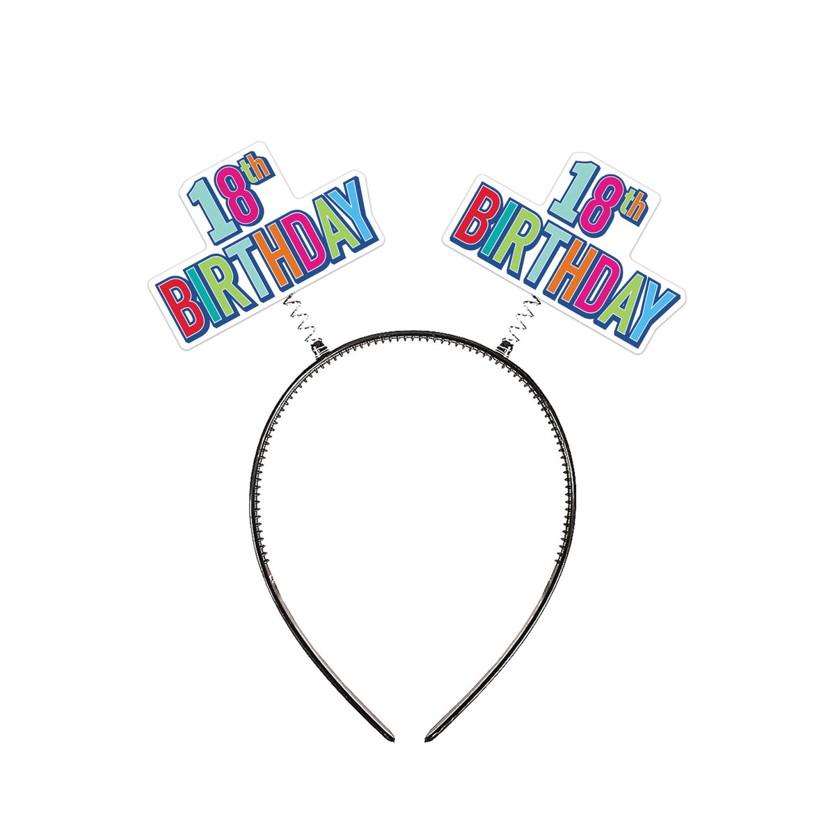 18Th  Birthday Boppers Multi-Color; Attached To Snap-On Headband Pack Of 12