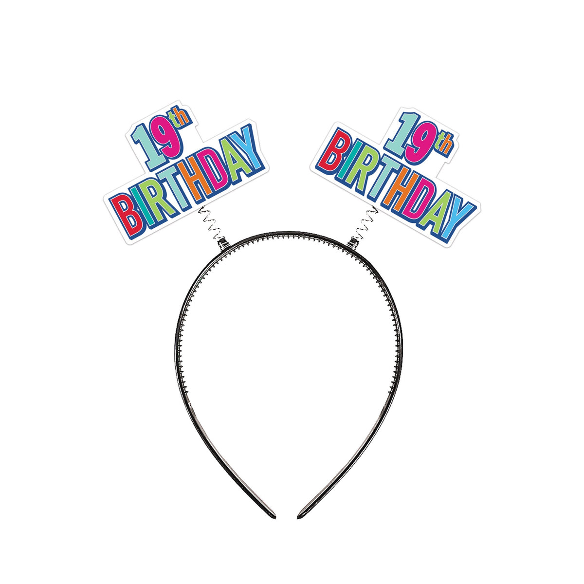 19Th  Birthday Boppers Multi-Color; Attached To Snap-On Headband Pack Of 12