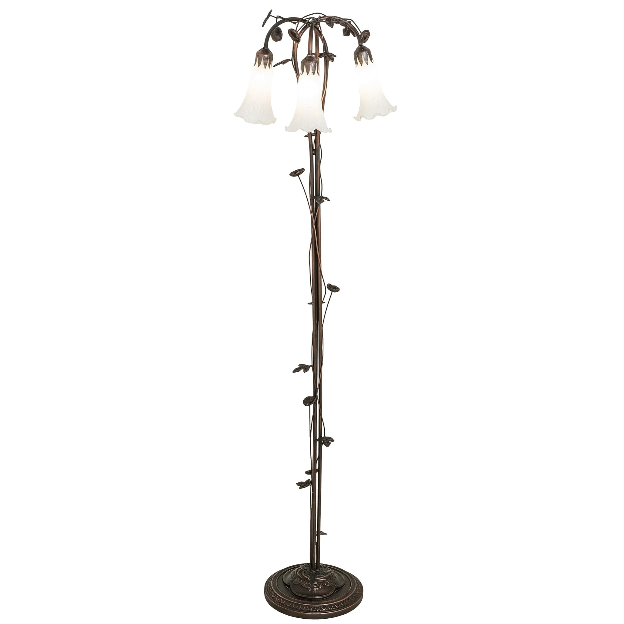 58' High White Tiffany Pond Lily 3 Light Floor Lamp