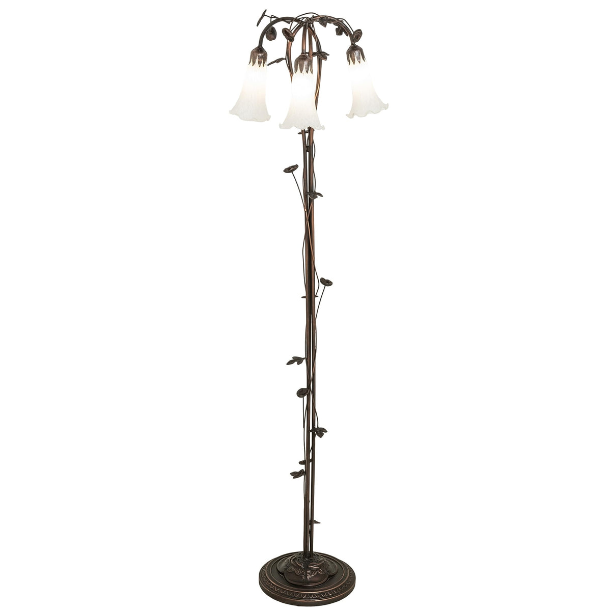 58' High White Tiffany Pond Lily 3 Light Floor Lamp