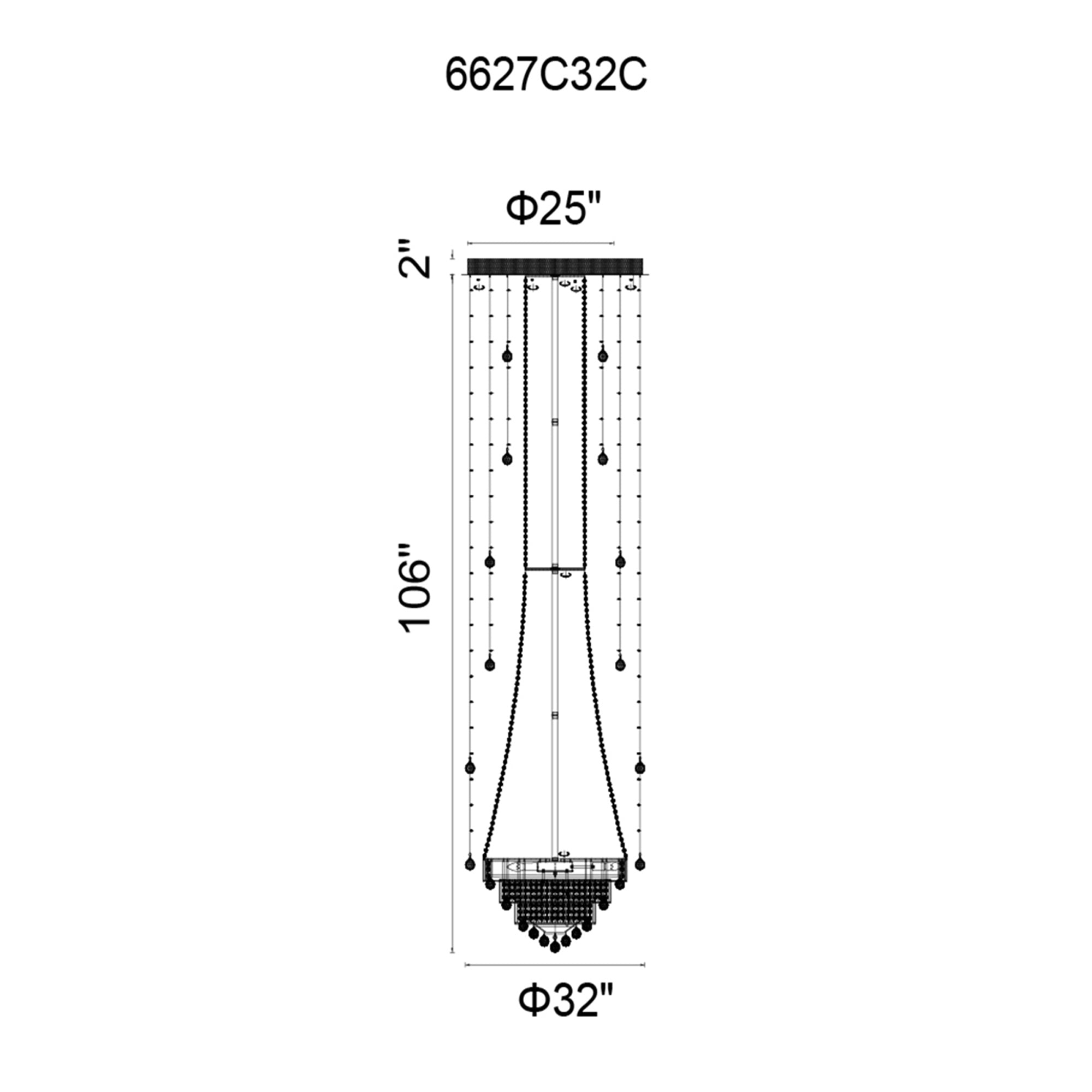 32 Light  Flush Mount With Chrome Finish