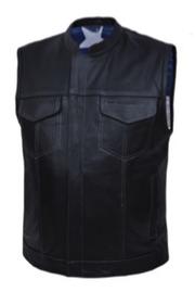 Mens SOA Style Vest with Texas Flag  Lining ,Black ,XL