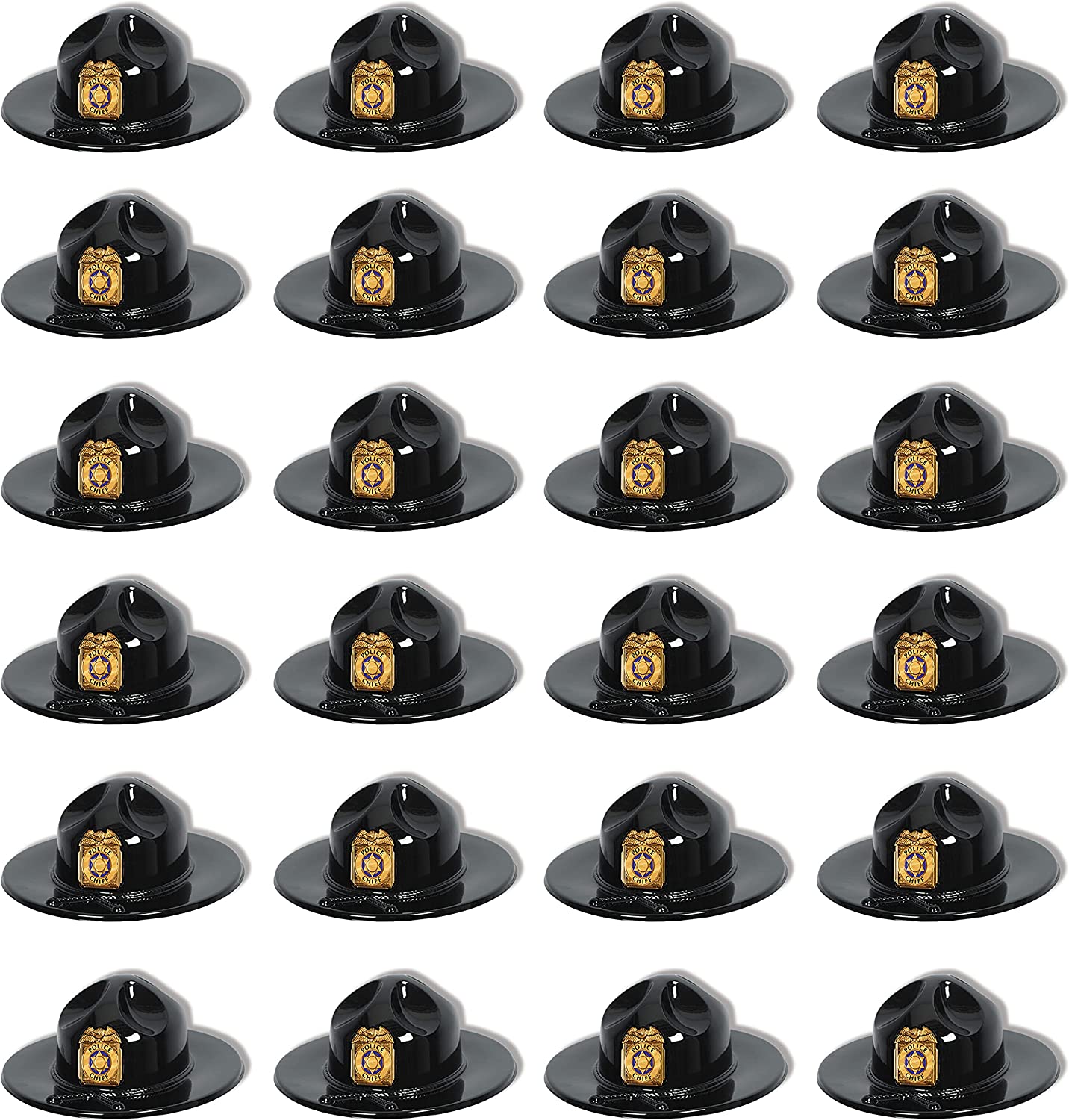 Black Plastic Trooper Hat (Pack Of 24)