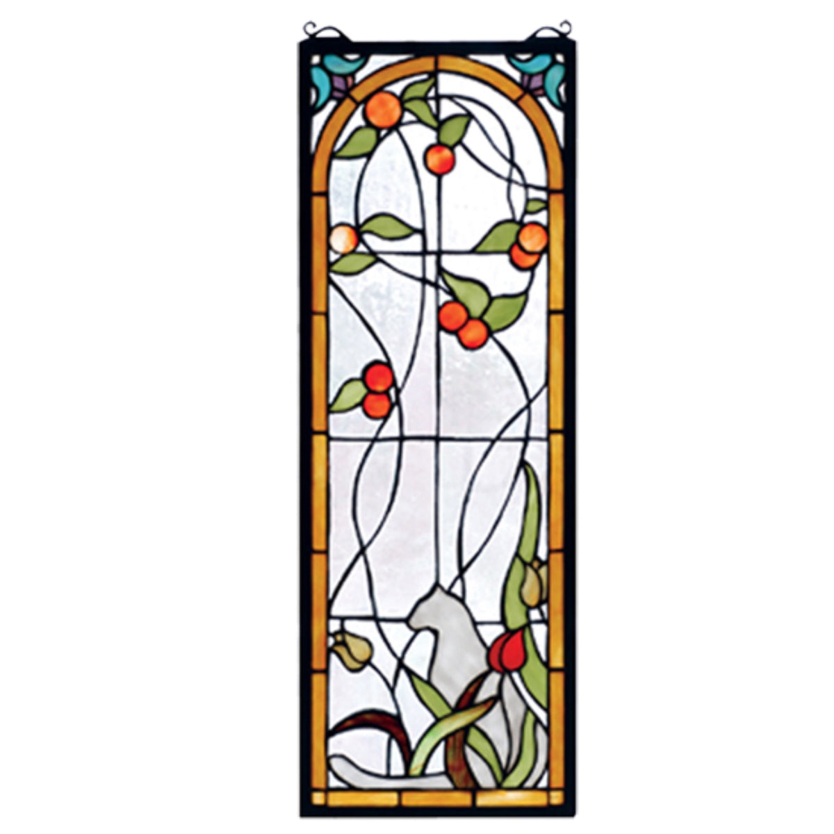 9'W X 25'H Cat & Tulips Stained Glass Window