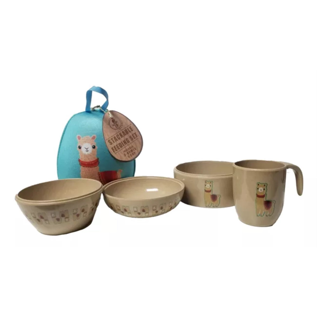 Refresh-A-Baby Stackable Eco-Friendly 4 Piece Nature Bowl Cup Set (Llama)