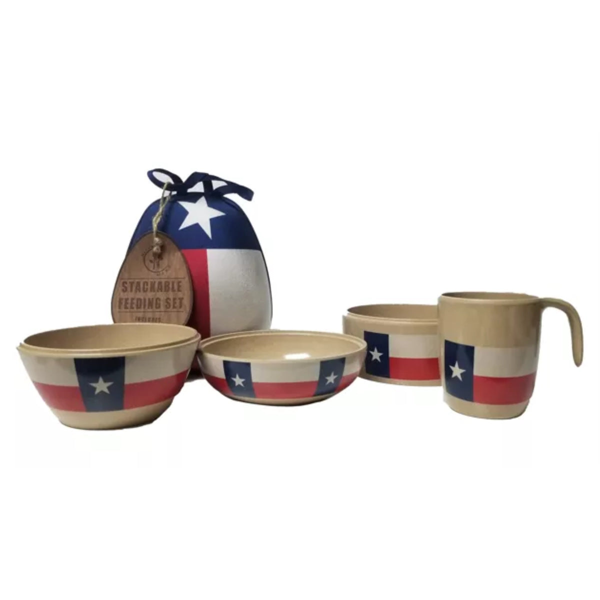 Refresh-A-Baby Stackable Eco-Friendly 4 Piece Nature Bowl Cup Set (Texas)