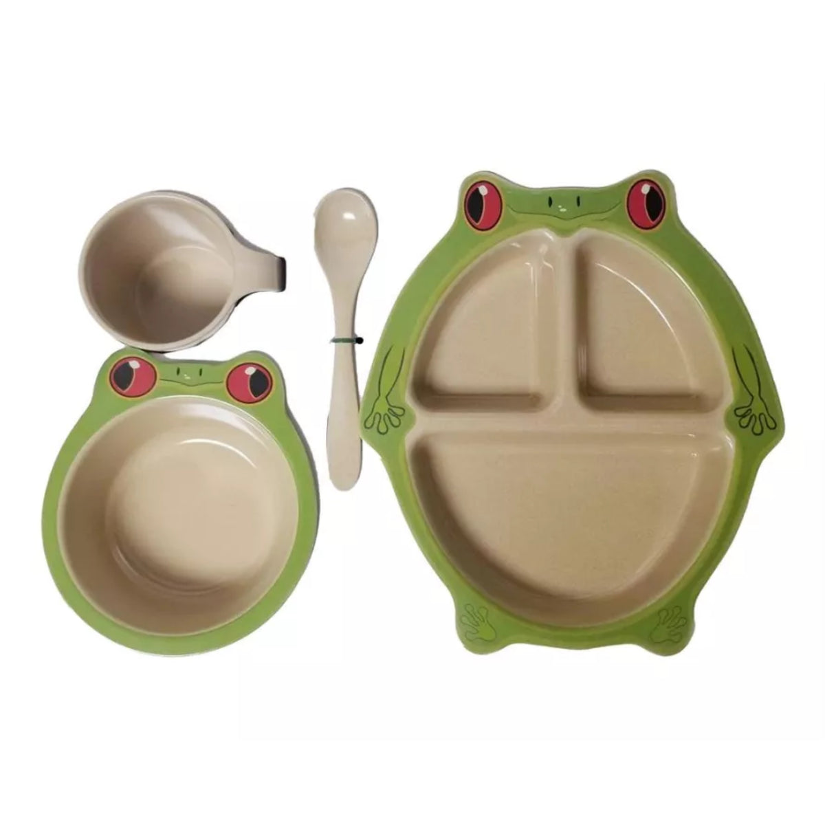 Kids Frog Dinnerware Set Eco-Friendly 4 Piece Dining Set