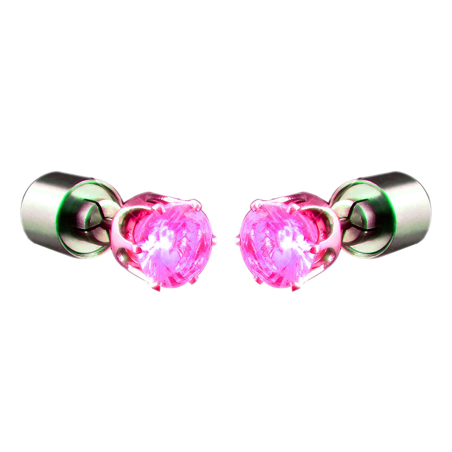 LED Faux Diamond Pierced Earrings Pink