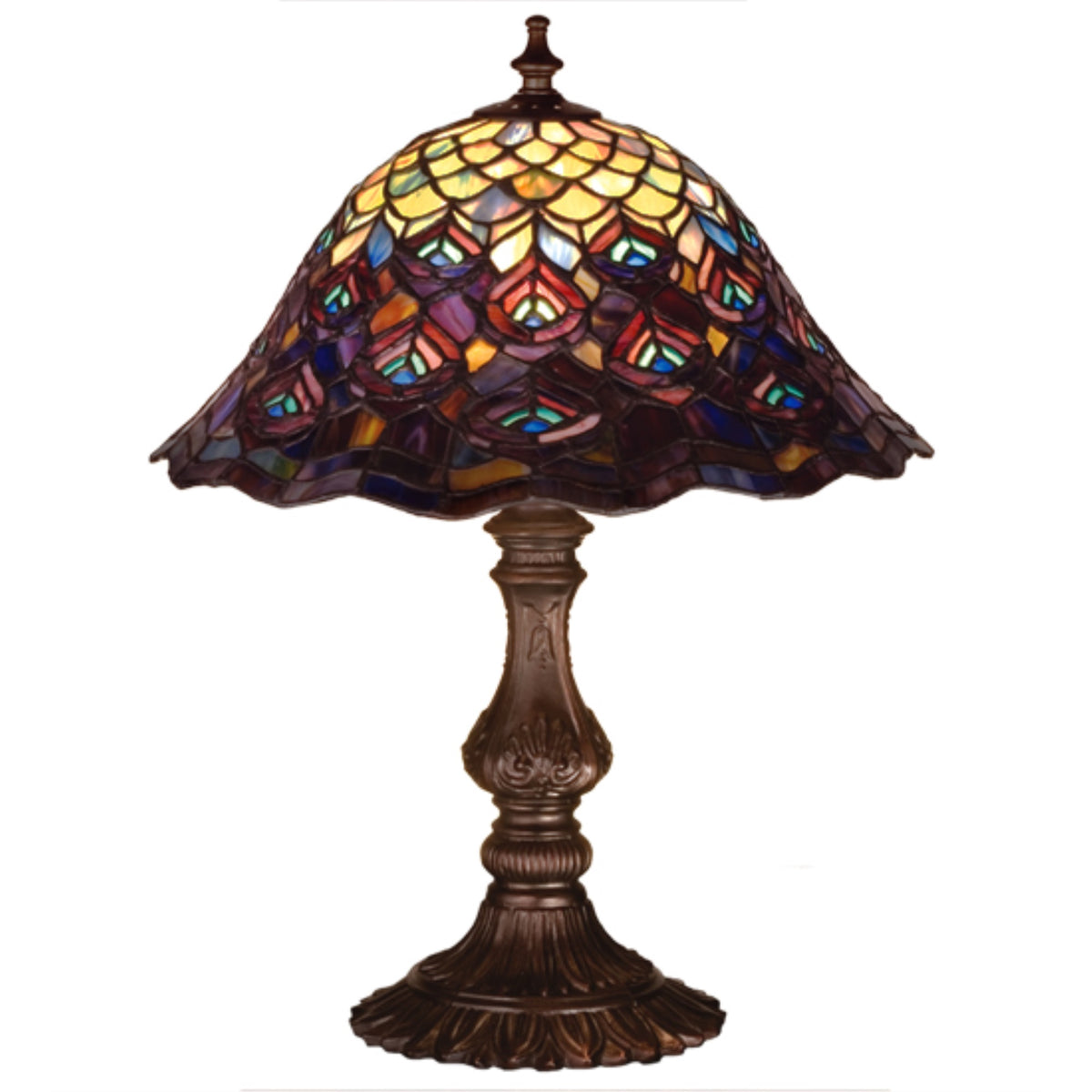 16.5'H Tiffany Peacock Feather Accent Lamp
