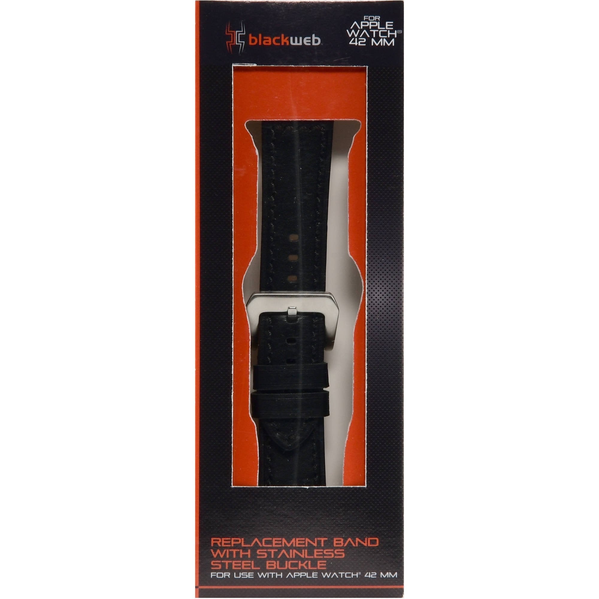 Tzumi Wb Black Leather 44Mm Black Web