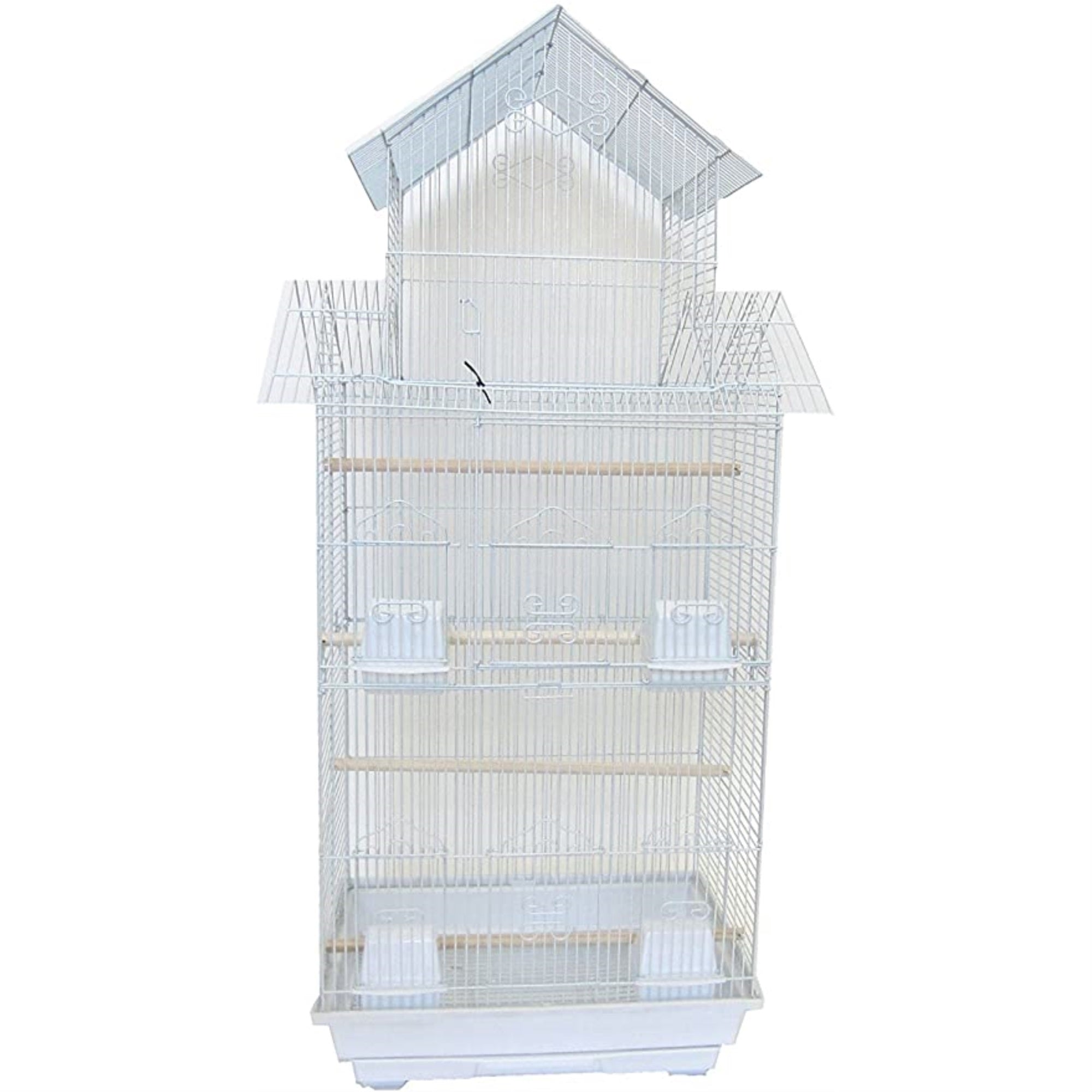 6844 3/8' Bar Spacing Pagoda Top Small Bird Cage - 18'X14' In White