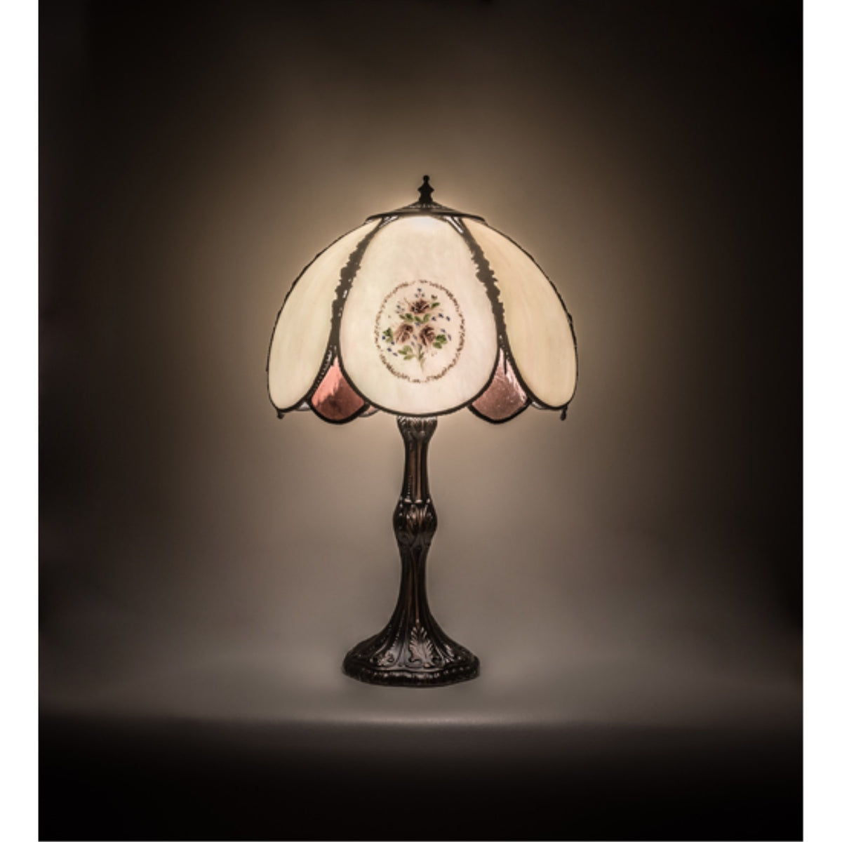 22'H Roses Hand Painted Table Lamp